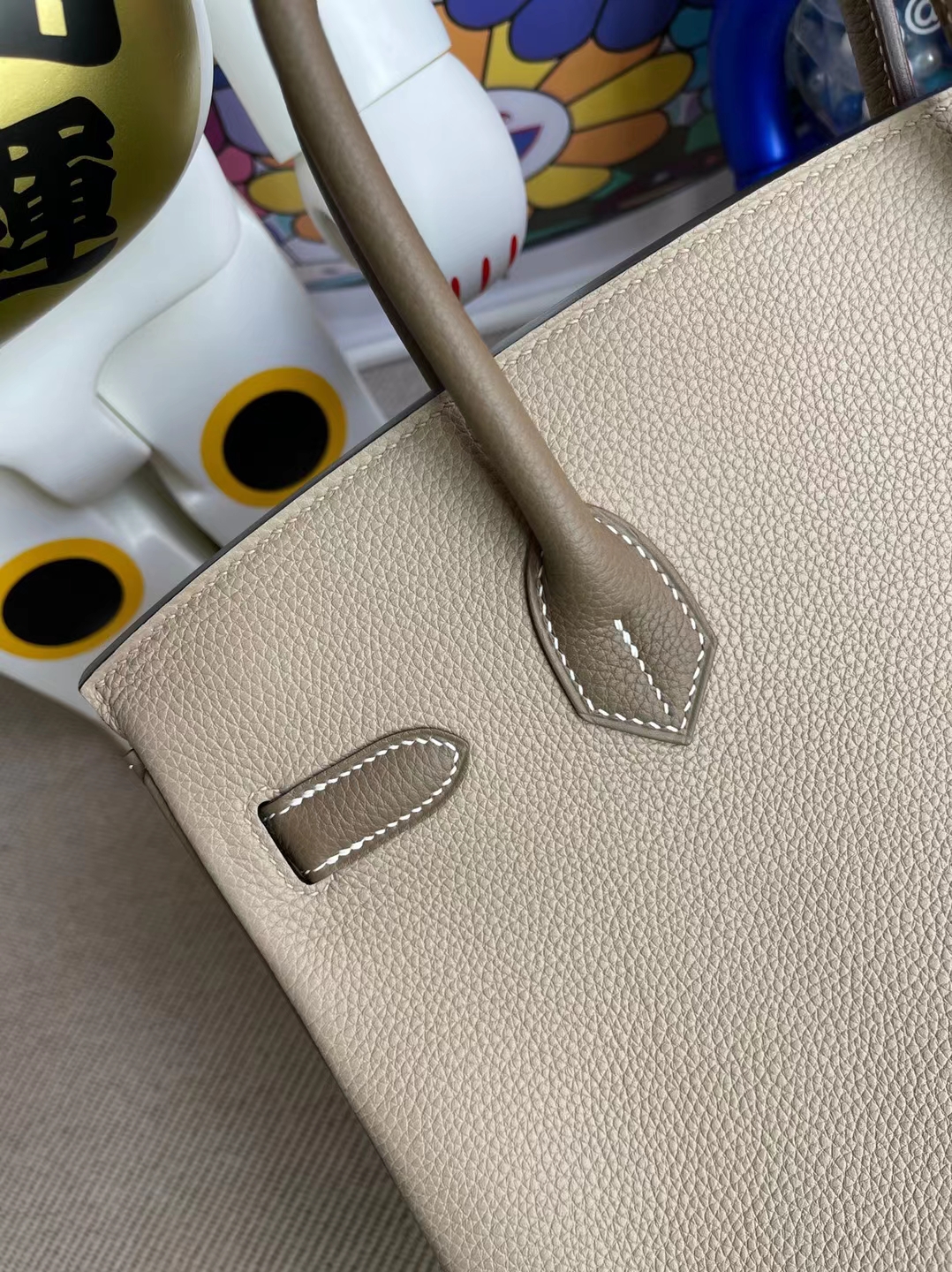 Hermès（爱马仕）Birkin 铂金包 Hss Togo Ck81 斑鸠灰 拼 Ck18 大象灰 银扣 马蹄印 25cm