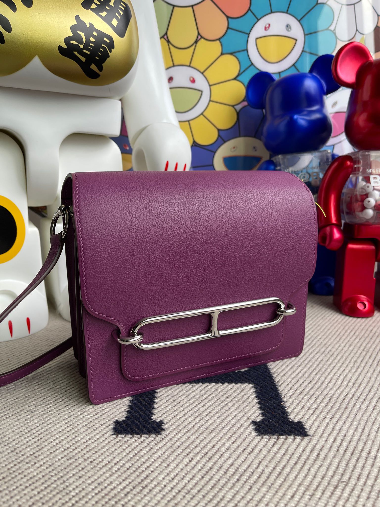 Hermès（爱马仕）Roulis 猪鼻子 Evecolor P9 海葵紫 Anemone 银扣 18cm 顶级手缝