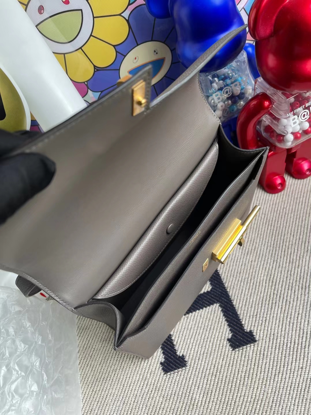 Hermès（爱马仕）Verrou 机枪包 Epsom 8F 锡器灰 金扣 stock 21cm