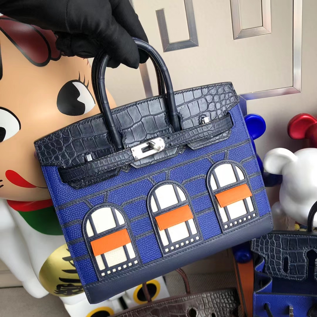 Hermès（爱马仕）Birkin 小房子 Faubourg 蓝色 黑夜 20cm 顶级工艺 全手工缝制
