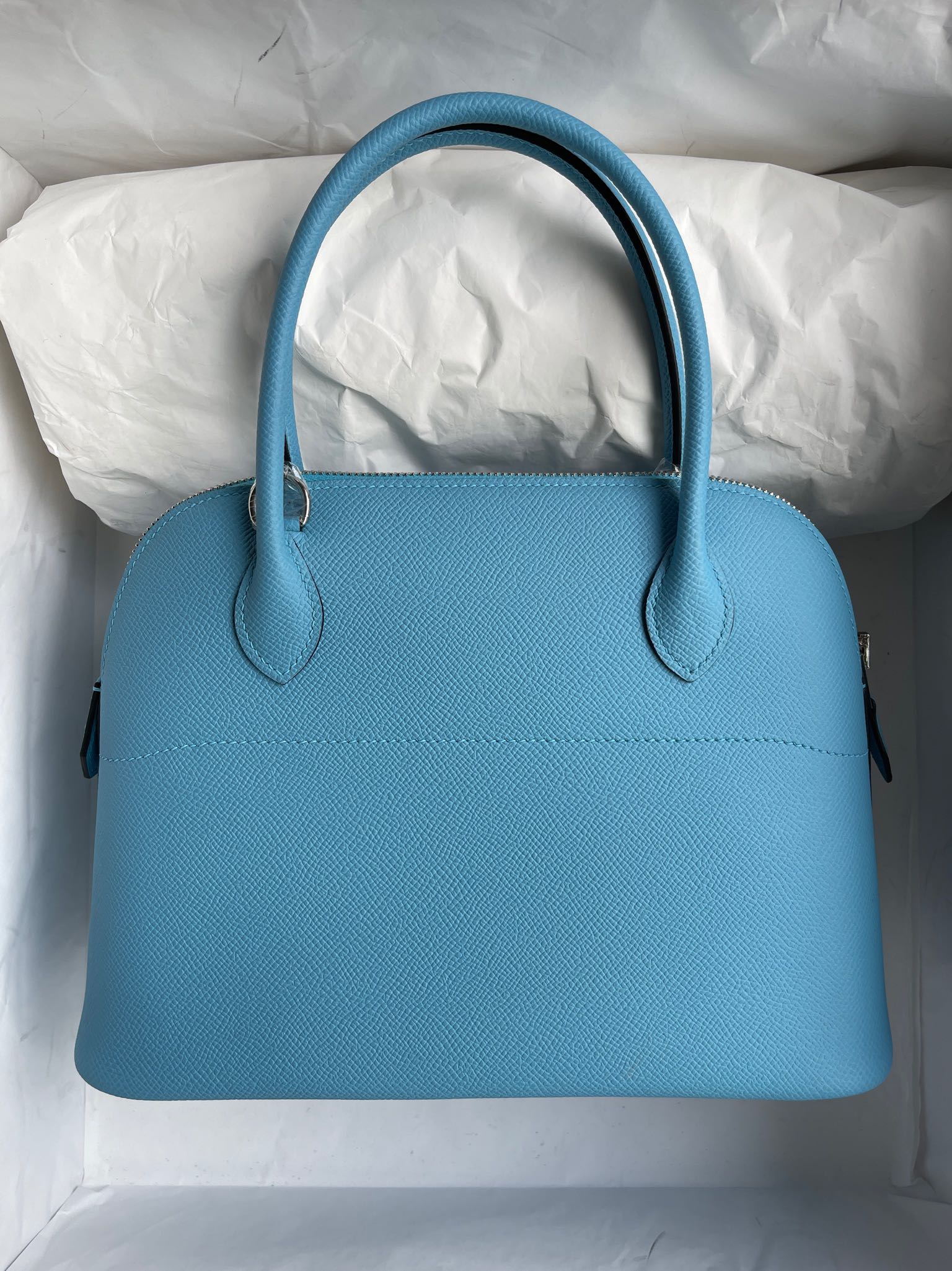 Hermès(爱马仕)Bolide 保龄球包 Epsom p3 北方蓝 银扣 27cm 顶级手缝-拉尔森鳄鱼皮具定制 - 爱马仕包包官网 Hermès(爱马仕)Bolide 保龄球包 Epsom p3 北方蓝 银扣 27cm 顶级手缝