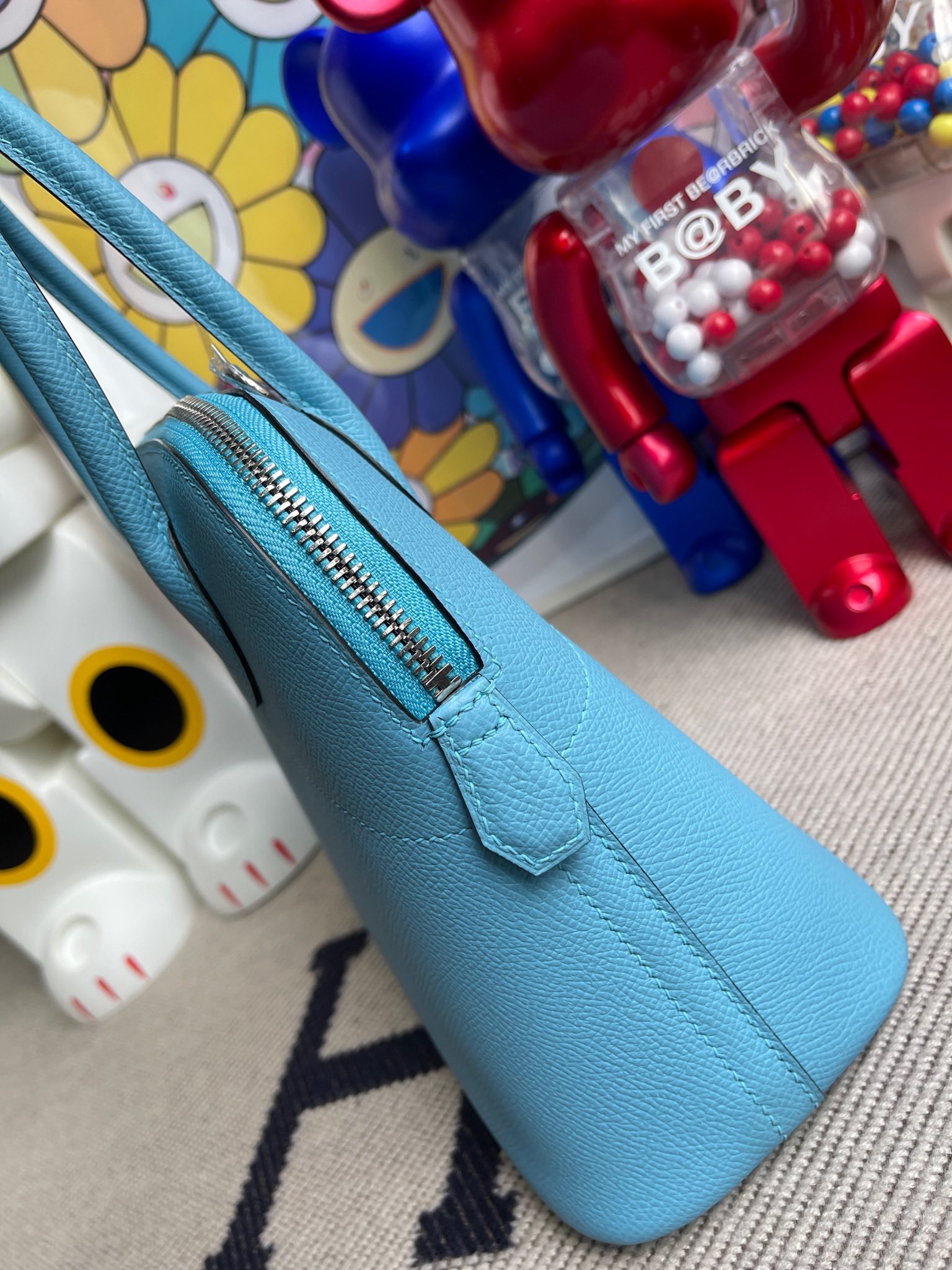 Hermès（爱马仕）Bolide 保龄球包 Epsom p3 北方蓝 银扣 27cm 顶级手缝