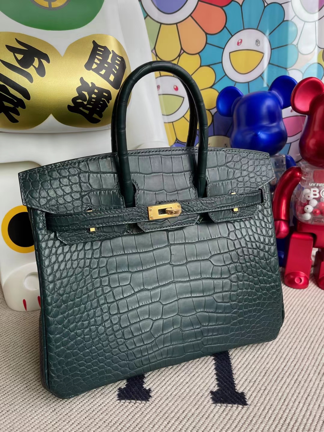 Hermès（爱马仕）Birkin 铂金包 雾面美洲鳄 V0 卢俊绿 matte alligator crocodile 金扣 25cm