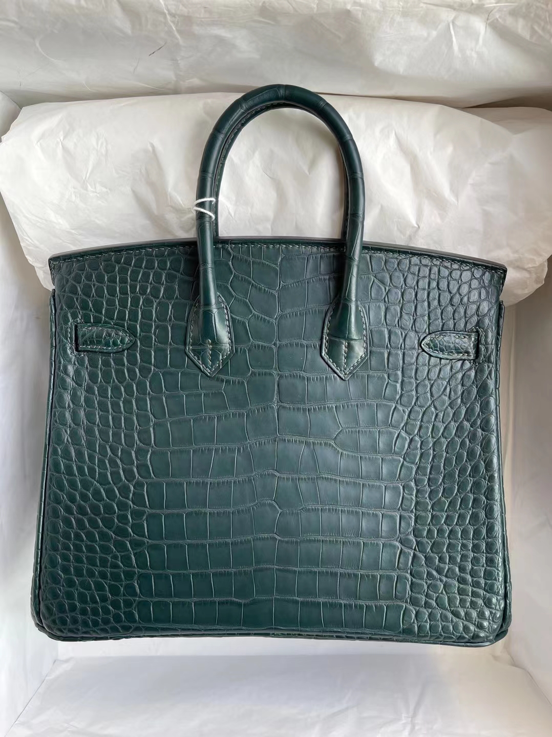Hermès（爱马仕）Birkin 铂金包 雾面美洲鳄 V0 卢俊绿 matte alligator crocodile 金扣 25cm