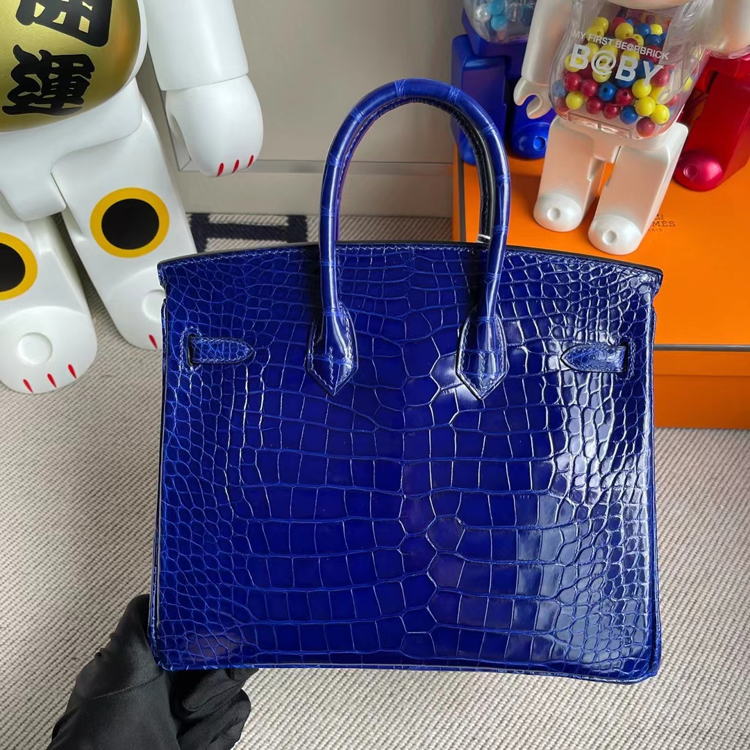 Hermès(爱马仕)Birkin 铂金包 亮面美洲鳄鱼 shiny alligator crocodile 7T 电光蓝 银扣 25cm-拉尔森鳄鱼皮具定制 - 爱马仕包包官网 Hermès(爱马仕)Birkin 铂金包 亮面美洲鳄鱼 shiny alligator crocodile 7T 电光蓝 银扣 25cm