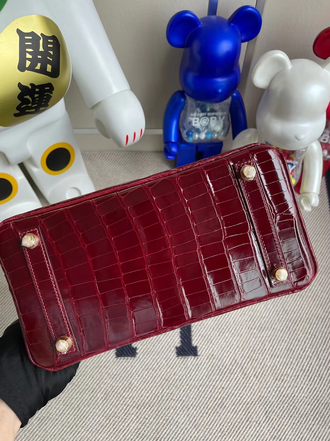 Hermès（爱马仕）Birkin 铂金包 亮面美洲鳄鱼 F5 勃艮第酒红 shiny alligator crocodile 金扣 25cm