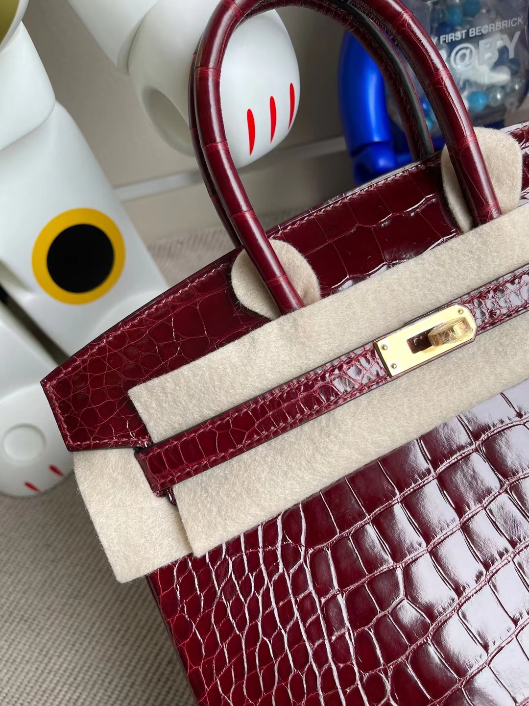 Hermès（爱马仕）Birkin 铂金包 亮面美洲鳄鱼 F5 勃艮第酒红 shiny alligator crocodile 金扣 25cm