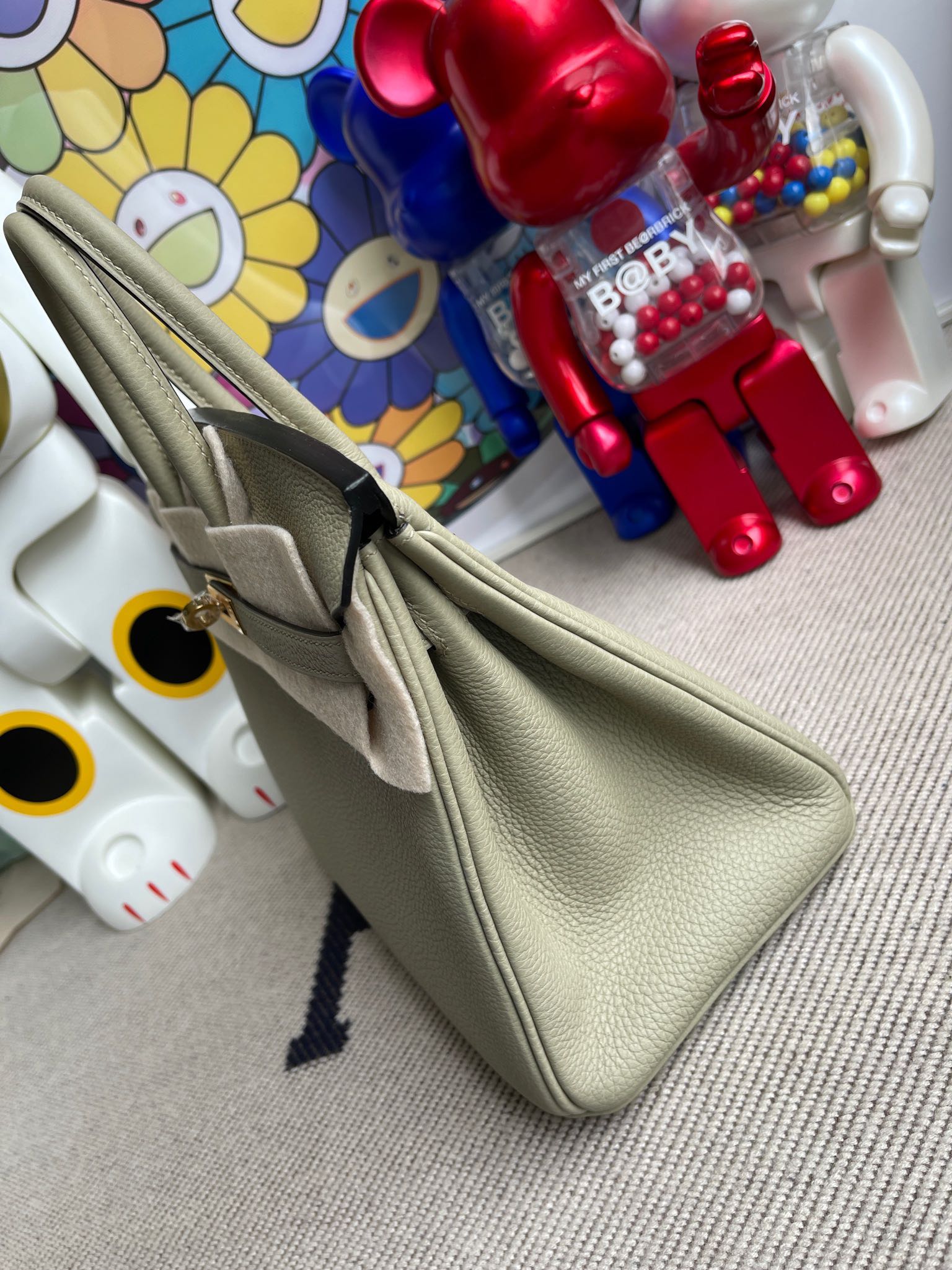 Hermès（爱马仕）Birkin 铂金包 原厂小牛皮 togo 1Q 鼠尾绿 金扣 25cm 顶级手缝