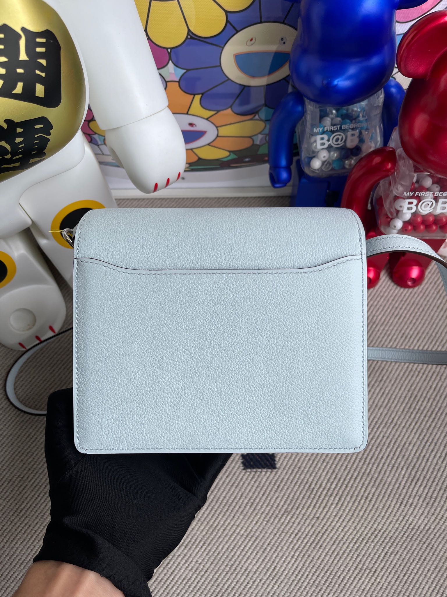 Hermès（爱马仕）Roulis 猪鼻子 Evecolor T0 雾蓝色 银扣 18cm 顶级手缝