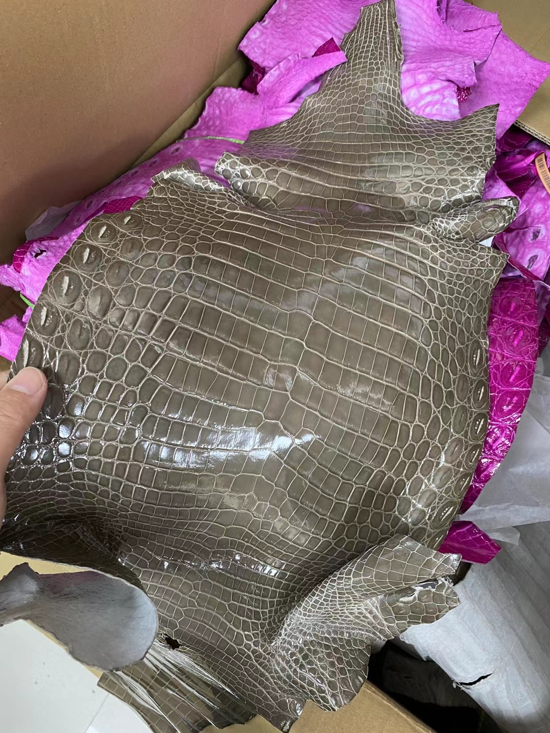 Hermès(爱马仕)新到皮 亮面尼罗鳄鱼 Ck18 大象灰 shiny nilo crocodile-拉尔森鳄鱼皮具定制 - 爱马仕包包官网 Hermès(爱马仕)新到皮 亮面尼罗鳄鱼 Ck18 大象灰 shiny nilo crocodile
