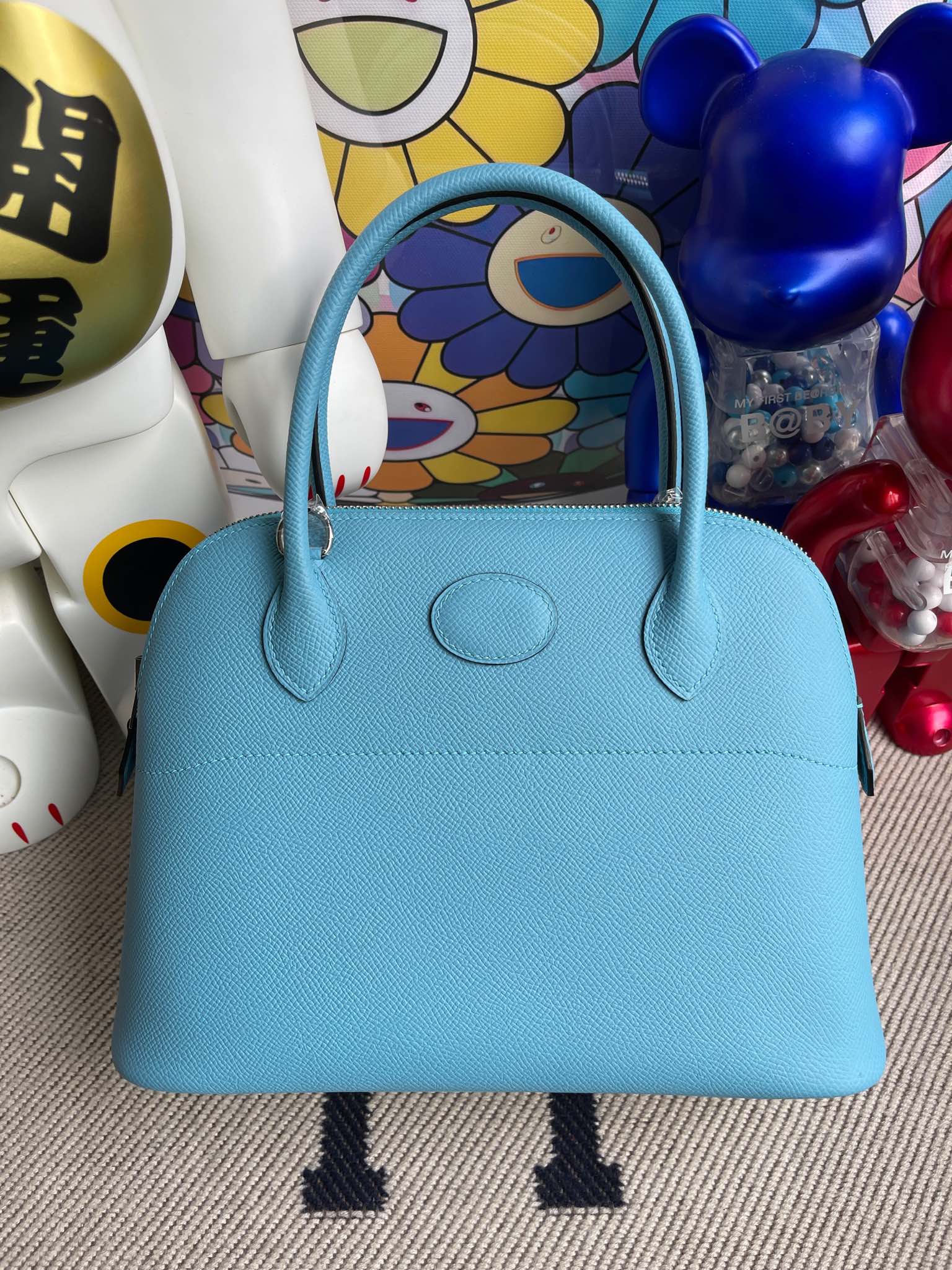 Hermès（爱马仕）Bolide 保龄球包 Epsom p3 北方蓝 银扣 27cm 顶级手缝