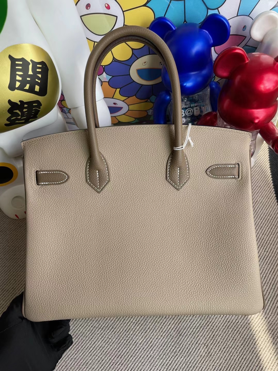 Hermès（爱马仕）Birkin 铂金包 Hss Togo Ck81 斑鸠灰 拼 Ck18 大象灰 银扣 马蹄印 25cm