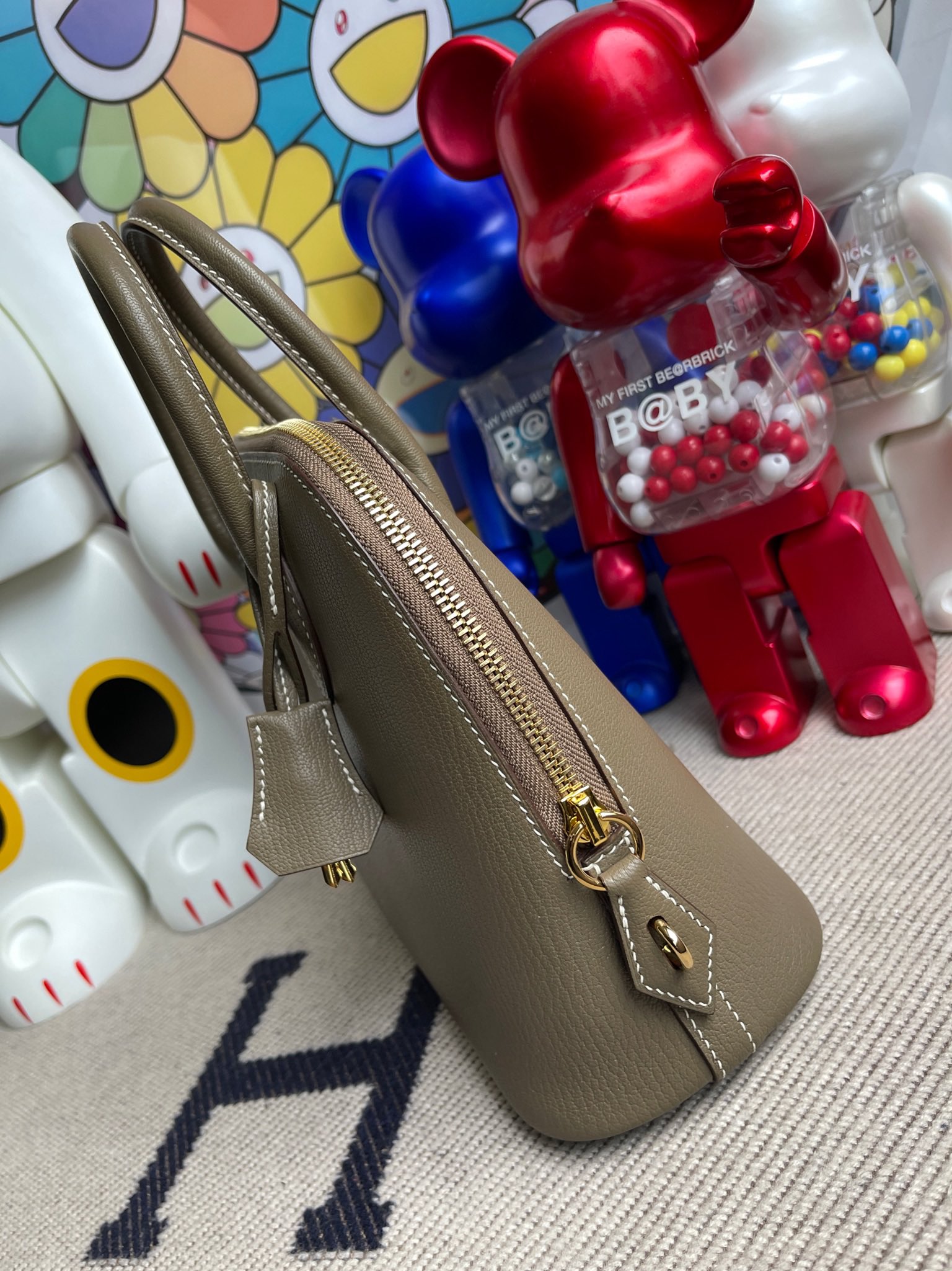 Hermès（爱马仕）Bolide 保龄球包 Chevre 山羊皮 ck81 大象灰 Etoupe 金扣 25cm 顶级手缝 现货