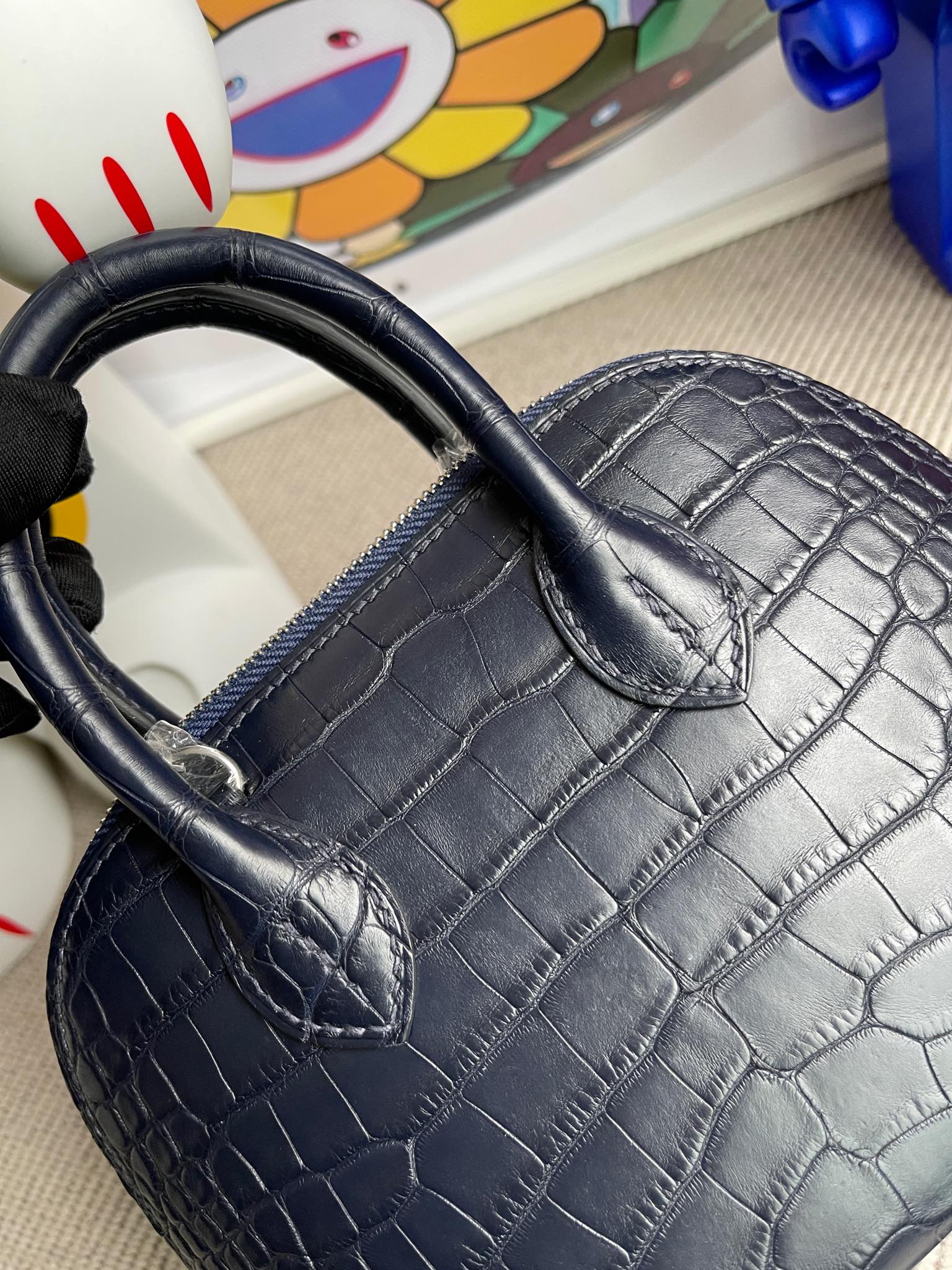 Hermès（爱马仕）Mini bolide Alligator matt 雾面鳄鱼 深海蓝 银扣 顶级手缝