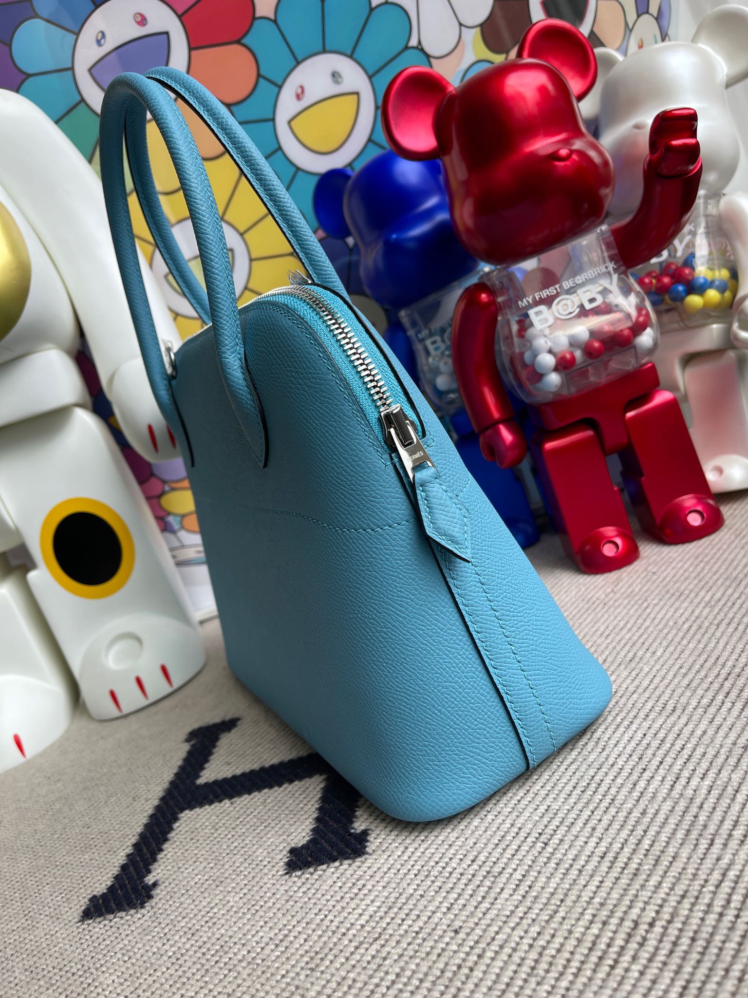 Hermès（爱马仕）Bolide 保龄球包 Epsom p3 北方蓝 银扣 27cm 顶级手缝