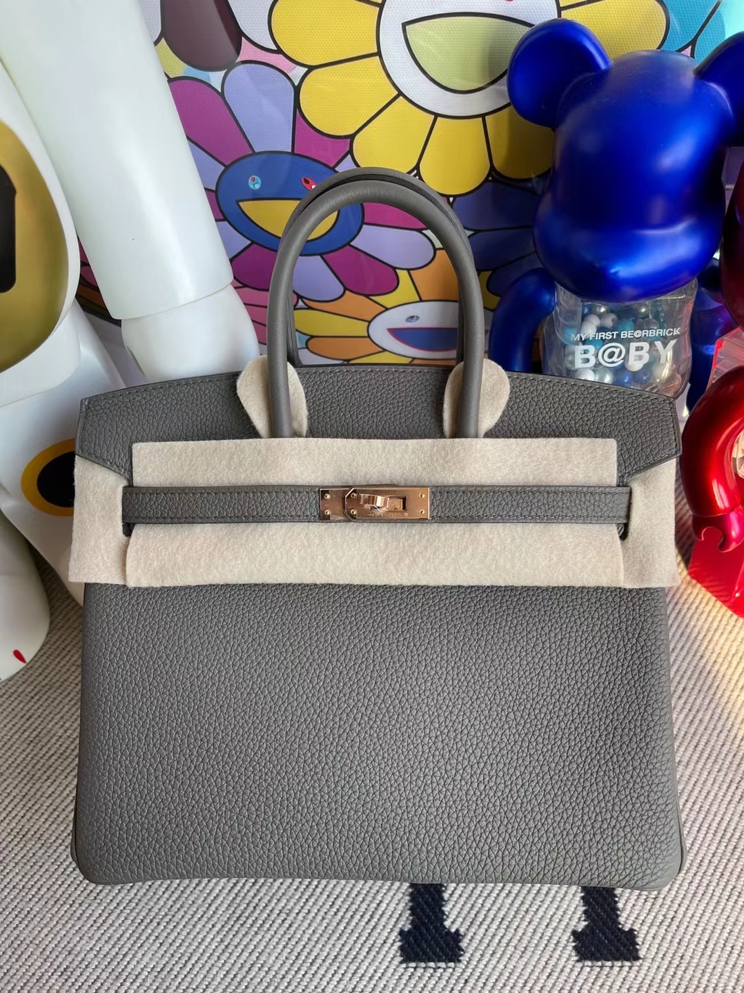 Hermès（爱马仕）Birkin 铂金包 Togo 8F 锡器灰 玫瑰金扣 25cm 顶级工艺