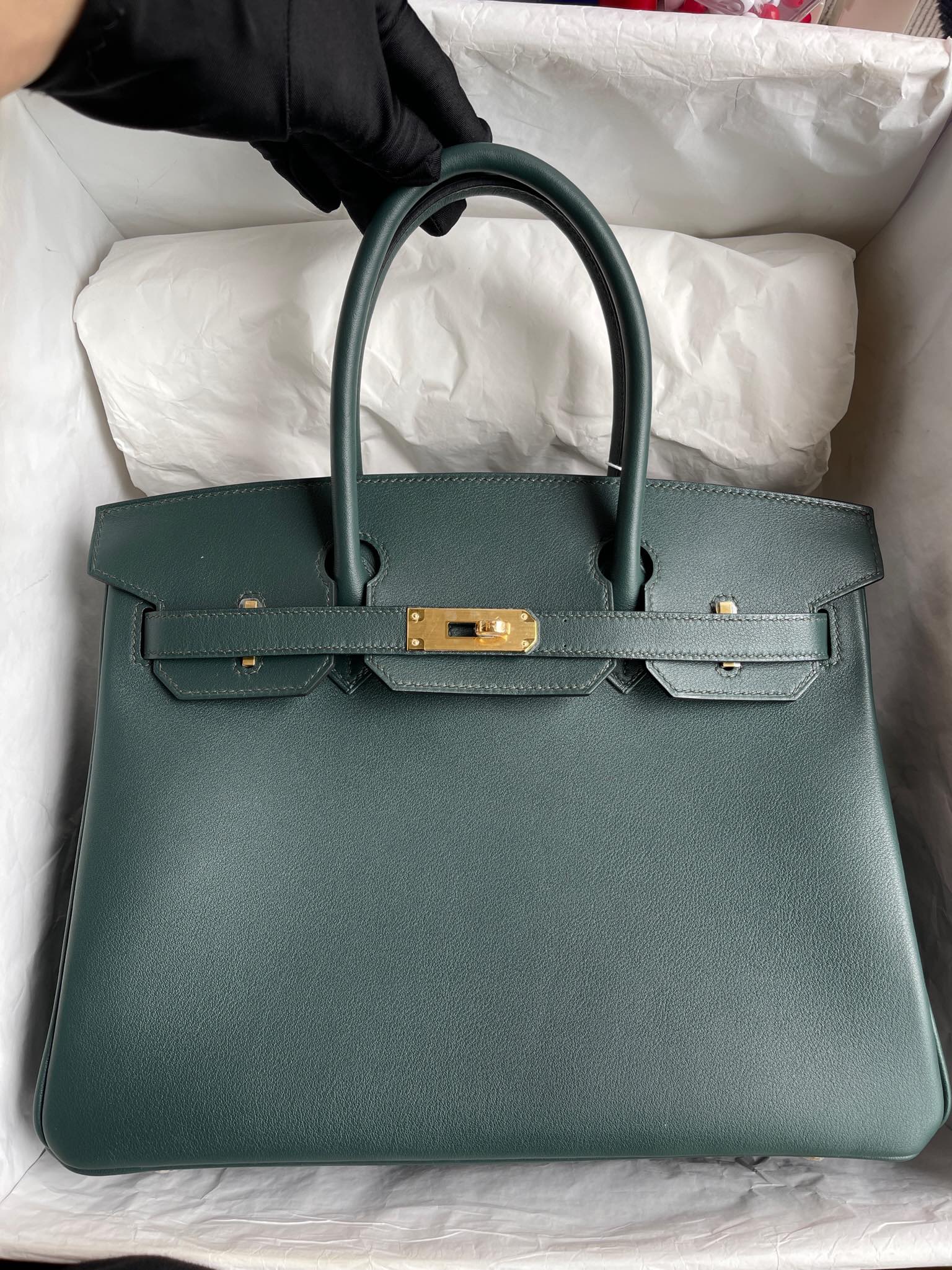 Hermès（爱马仕）Birkin 铂金包 Swift 6O 松柏绿 金扣 30cm 顶级手缝