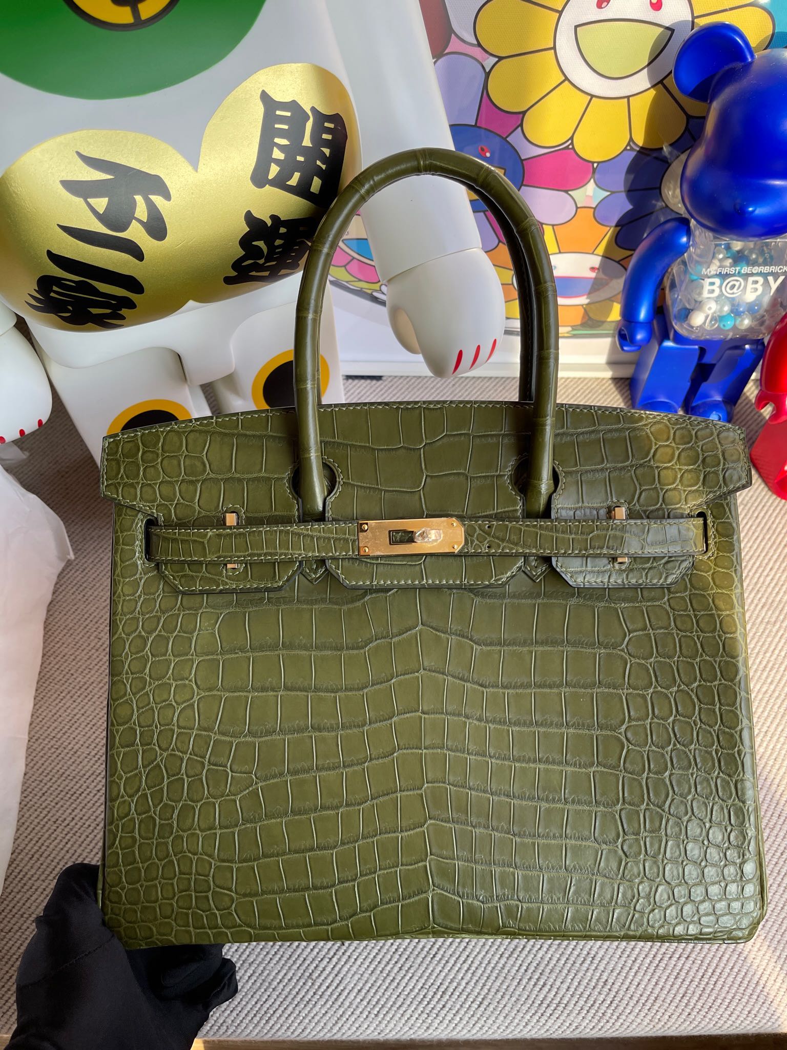 Hermès(爱马仕)Birkin 铂金包 crocodile matt 雾面鳄鱼 橄榄绿 金扣 30cm 顶级手缝-拉尔森鳄鱼皮具定制 - 爱马仕包包官网 Hermès(爱马仕)Birkin 铂金包 crocodile matt 雾面鳄鱼 橄榄绿 金扣 30cm 顶级手缝