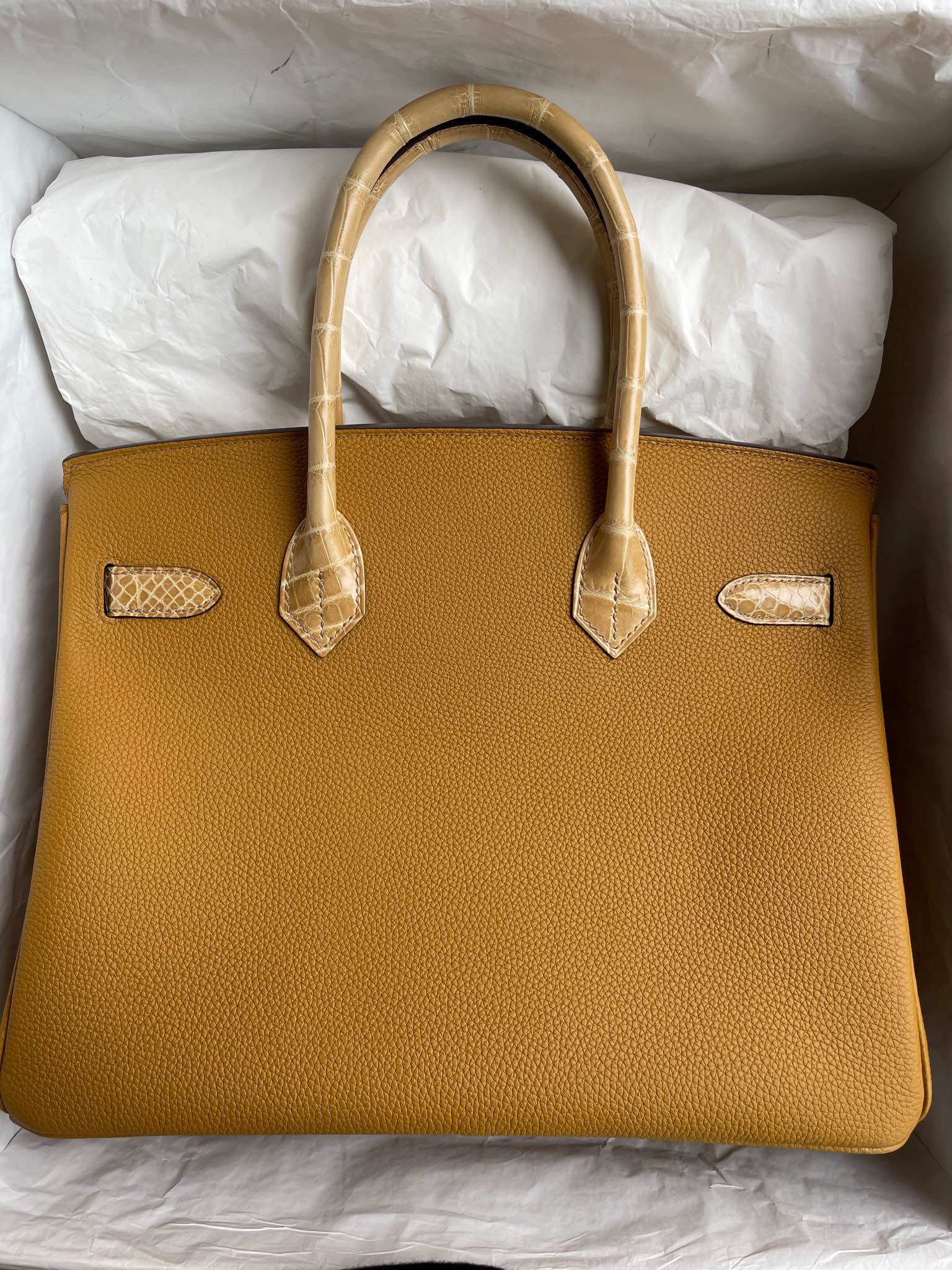 Hermès(爱马仕)Touch 系列 Birkin 铂金包 芝麻色 亮面鳄鱼 金扣 30cm 顶级手缝-拉尔森鳄鱼皮具定制 - 爱马仕包包官网 Hermès(爱马仕)Touch 系列 Birkin 铂金包 芝麻色 亮面鳄鱼 金扣 30cm 顶级手缝
