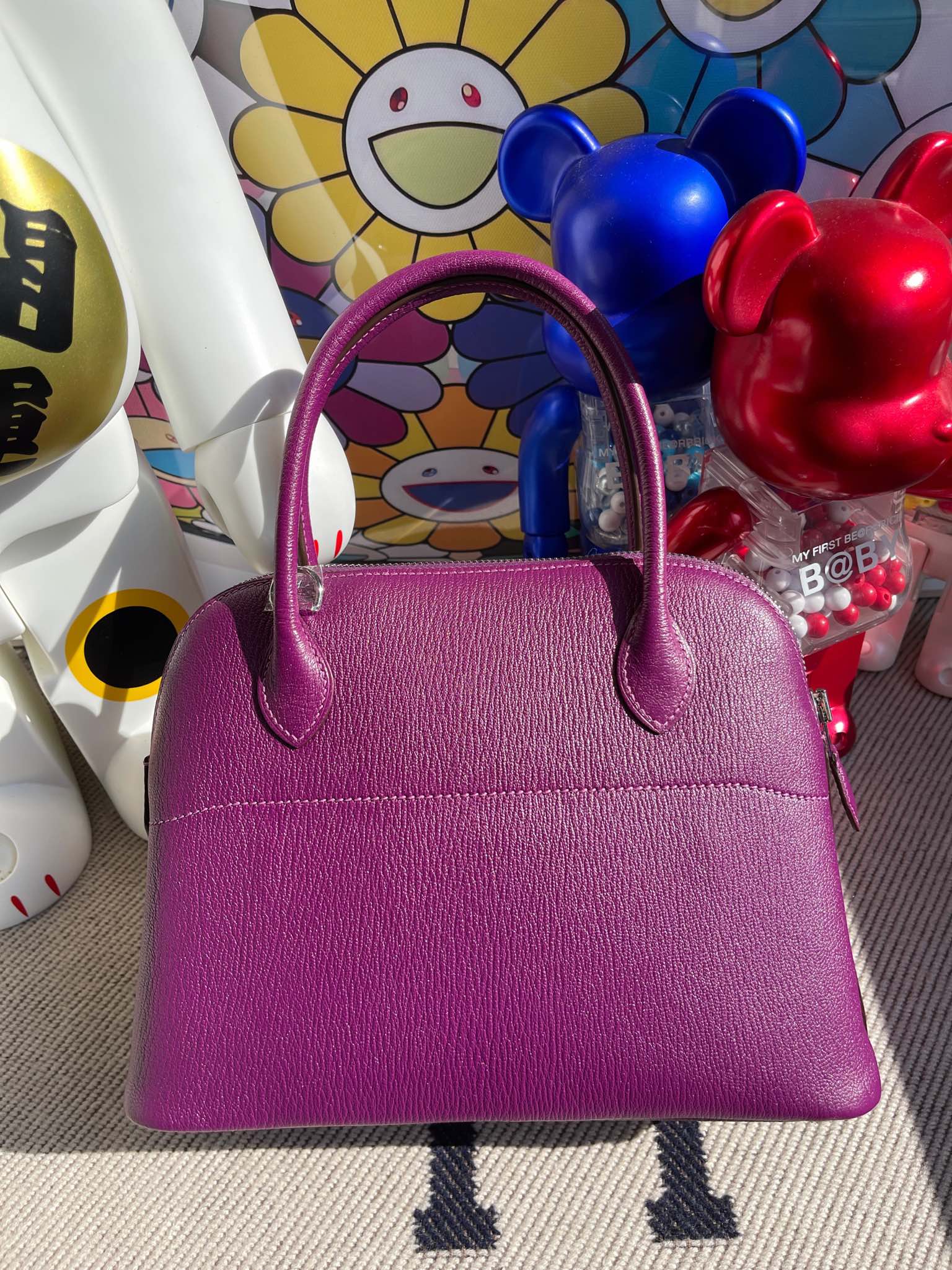 Hermès（爱马仕）Bolide 保龄球包 Chevre p9 海葵紫 银扣 27cm 顶级手缝