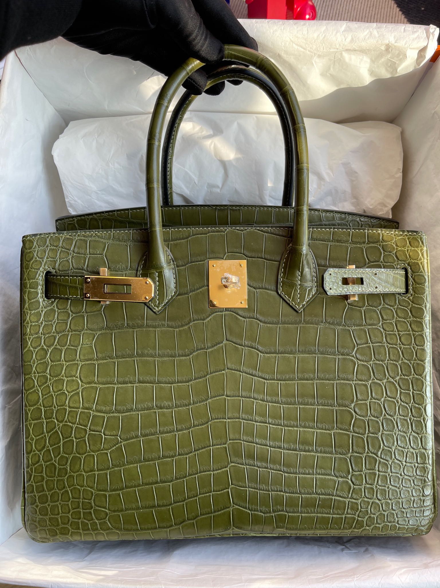 Hermès(爱马仕)Birkin 铂金包 crocodile matt 雾面鳄鱼 橄榄绿 金扣 30cm 顶级手缝-拉尔森鳄鱼皮具定制 - 爱马仕包包官网 Hermès(爱马仕)Birkin 铂金包 crocodile matt 雾面鳄鱼 橄榄绿 金扣 30cm 顶级手缝