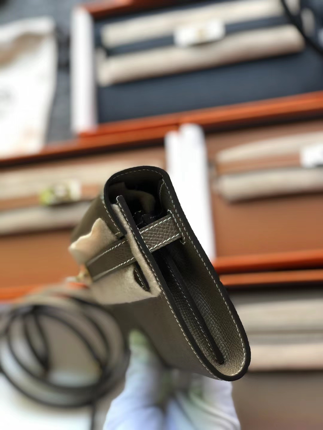 Hermès（爱马仕）Kelly woc epsom ck18 大象灰 金扣