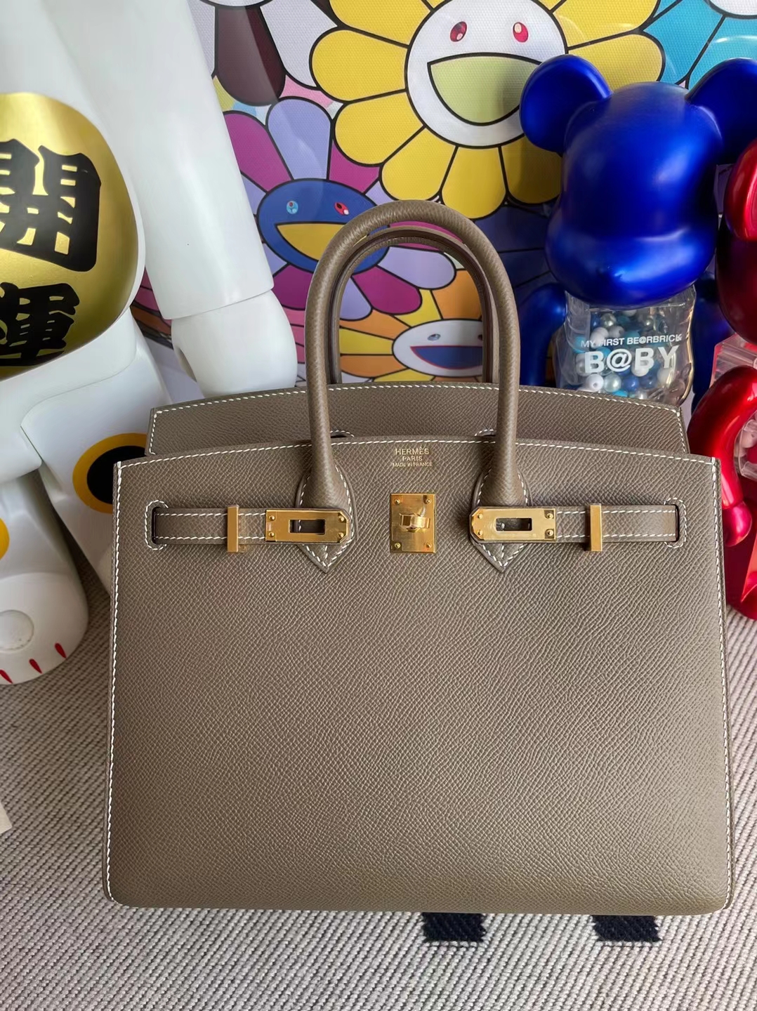 Hermès（爱马仕）Birkin 铂金包 Sellier Epsom Ck18 大象灰 外缝 金扣 25cm 顶级工艺