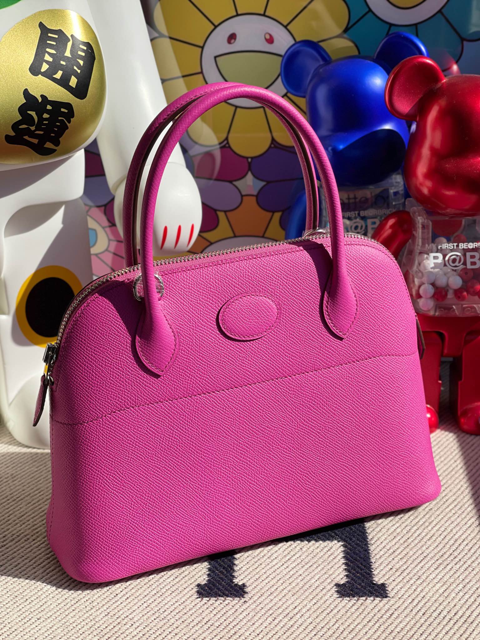 Hermès（爱马仕）Bolide 保龄球包 Epsom 玉兰粉 银扣 27cm 顶级手缝