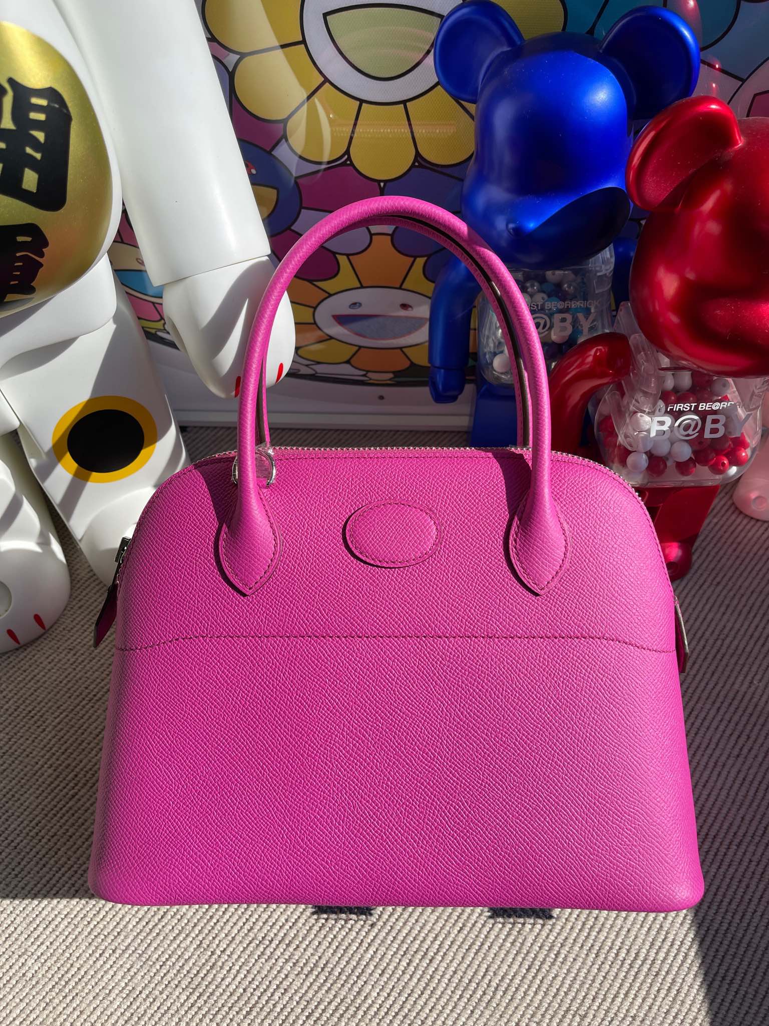 Hermès（爱马仕）Bolide 保龄球包 Epsom 玉兰粉 银扣 27cm 顶级手缝