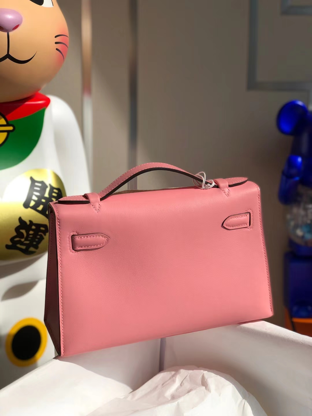 Hermès(爱马仕)MiniKelly Pochette Swift K4 夏日粉 银扣 22cm 全手工缝制-拉尔森鳄鱼皮具定制 - 爱马仕包包官网 Hermès(爱马仕)MiniKelly Pochette Swift K4 夏日粉 银扣 22cm 全手工缝制