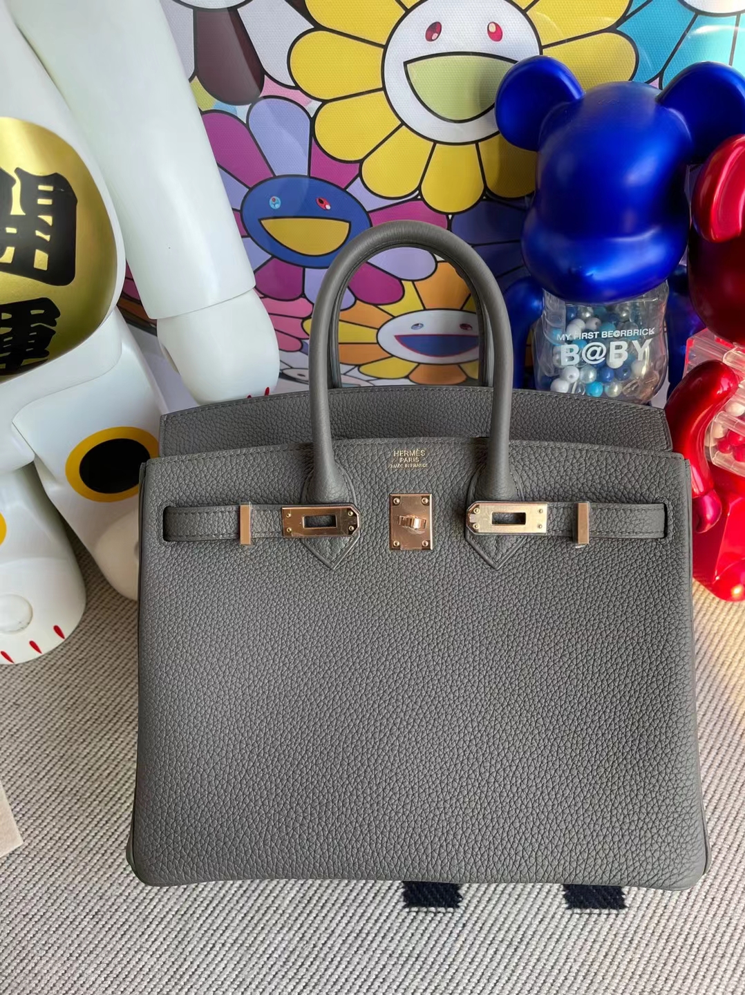 Hermès（爱马仕）Birkin 铂金包 Togo 8F 锡器灰 玫瑰金扣 25cm 顶级工艺
