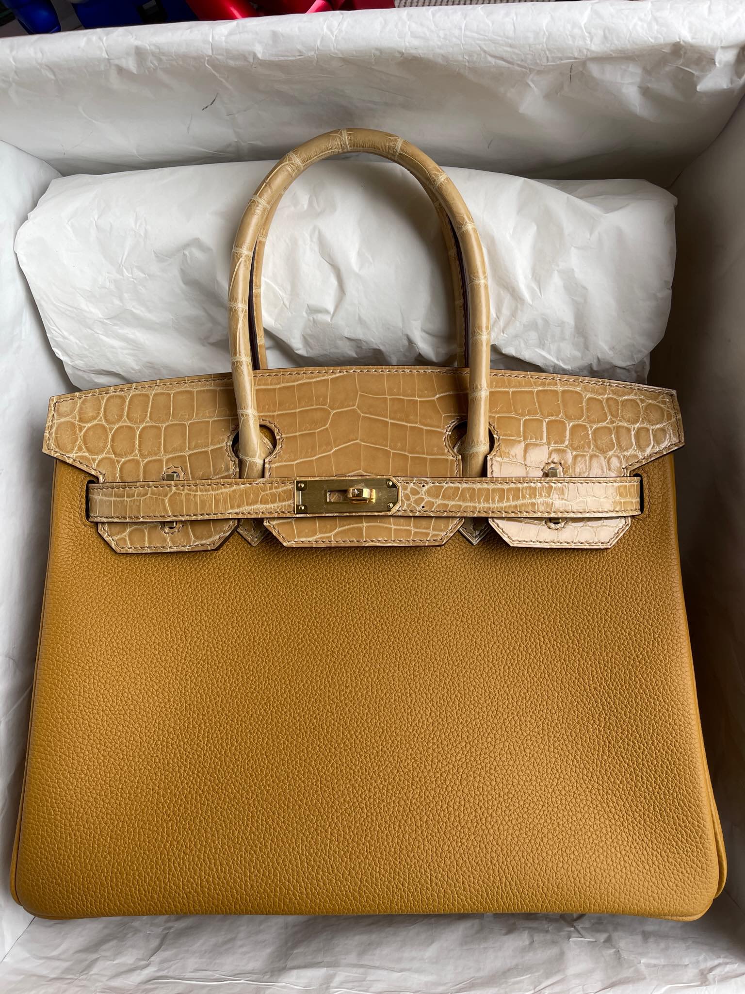 Hermès(爱马仕)Touch 系列 Birkin 铂金包 芝麻色 亮面鳄鱼 金扣 30cm 顶级手缝-拉尔森鳄鱼皮具定制 - 爱马仕包包官网 Hermès(爱马仕)Touch 系列 Birkin 铂金包 芝麻色 亮面鳄鱼 金扣 30cm 顶级手缝
