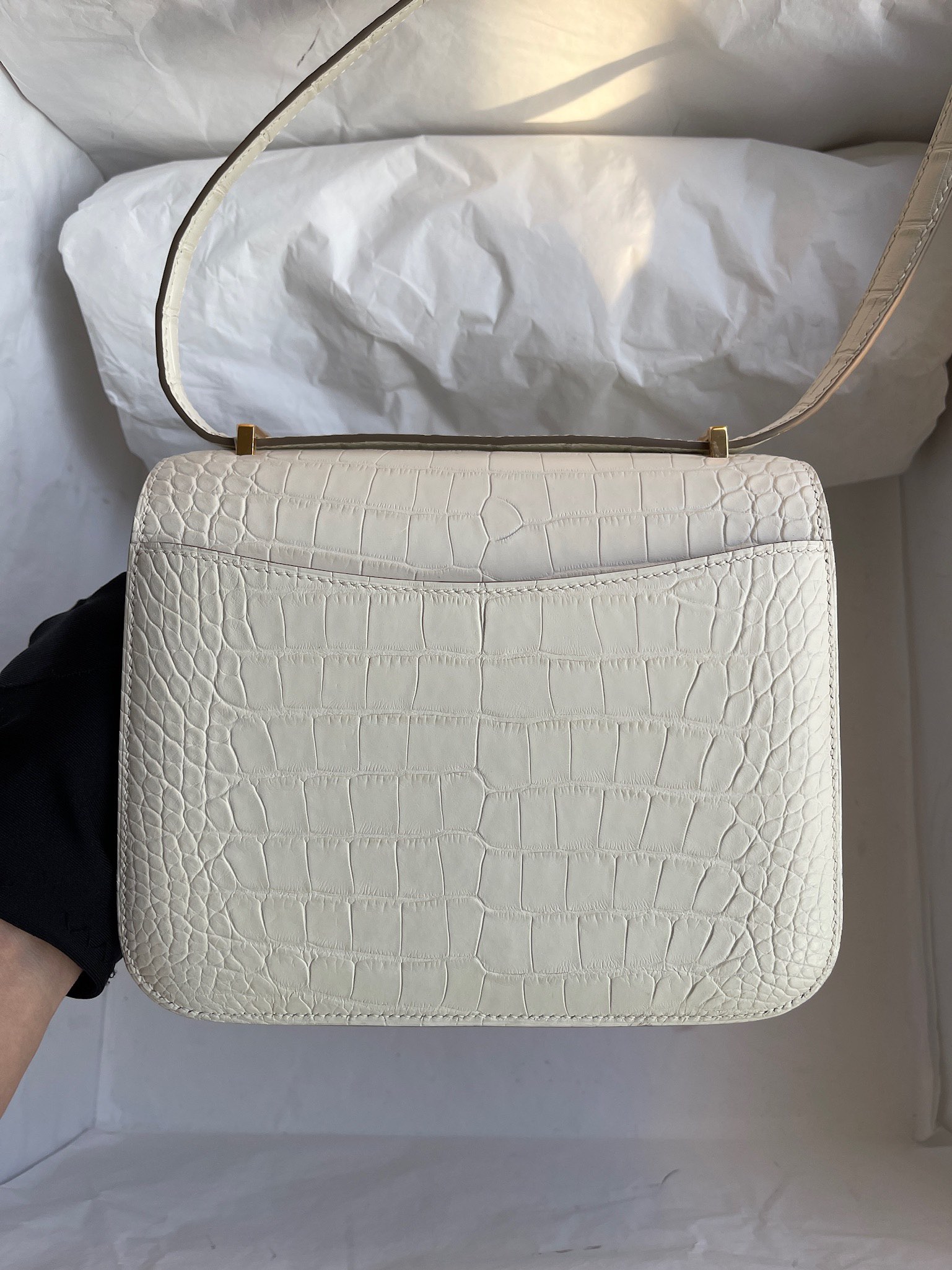 Hermès(爱马仕)Constance 康斯坦斯 Alligator matt 雾面鳄鱼 8L 奶油白 Beton 金扣 18cm 顶级手缝-拉尔森鳄鱼皮具定制 - 爱马仕包包官网 Hermès(爱马仕)Constance 康斯坦斯 Alligator matt 雾面鳄鱼 8L 奶油白 Beton 金扣 18cm 顶级手缝