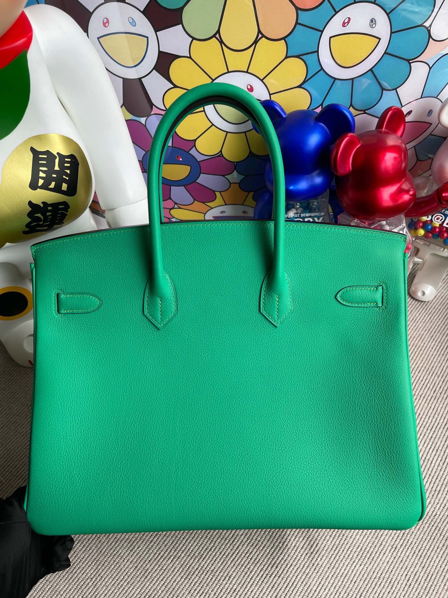 Hermès(爱马仕)Birkin 铂金包 TN皮 U4 丝绒绿 内拼 天堂蓝 银扣 25cm 顶级手缝 现货-拉尔森鳄鱼皮具定制 - 爱马仕包包官网 Hermès(爱马仕)Birkin 铂金包 TN皮 U4 丝绒绿 内拼 天堂蓝 银扣 25cm 顶级手缝 现货