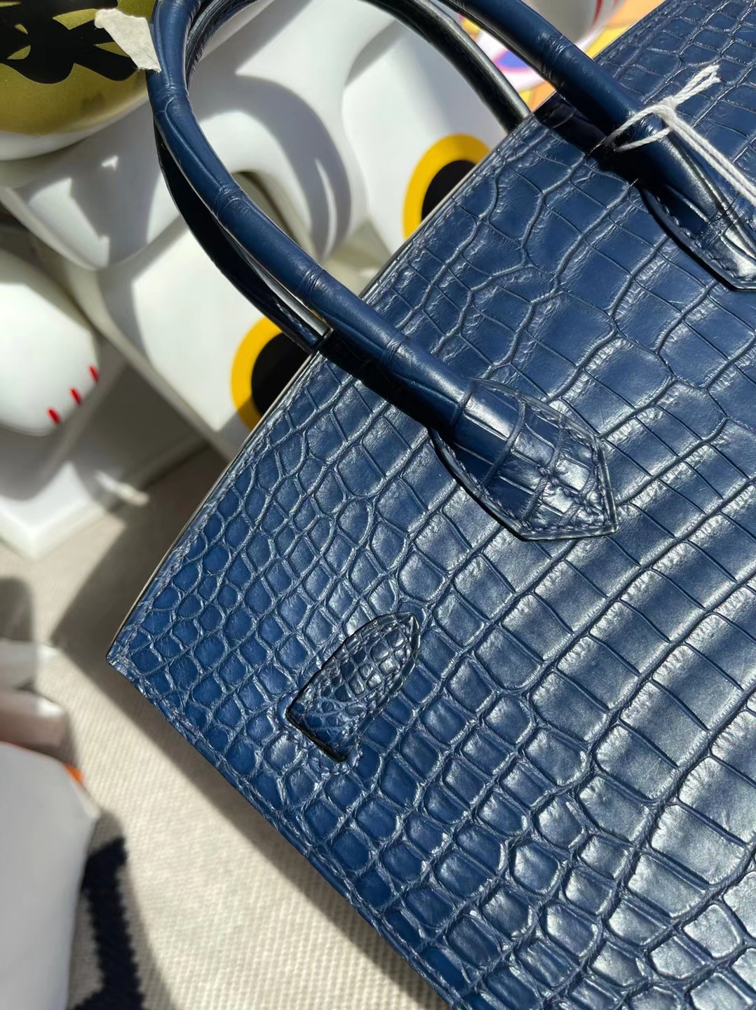 Hermès（爱马仕）Birkin 铂金包 雾面倒v澳洲湾鳄 S4 深邃蓝 Matte porosus crocodile 银扣 25cm