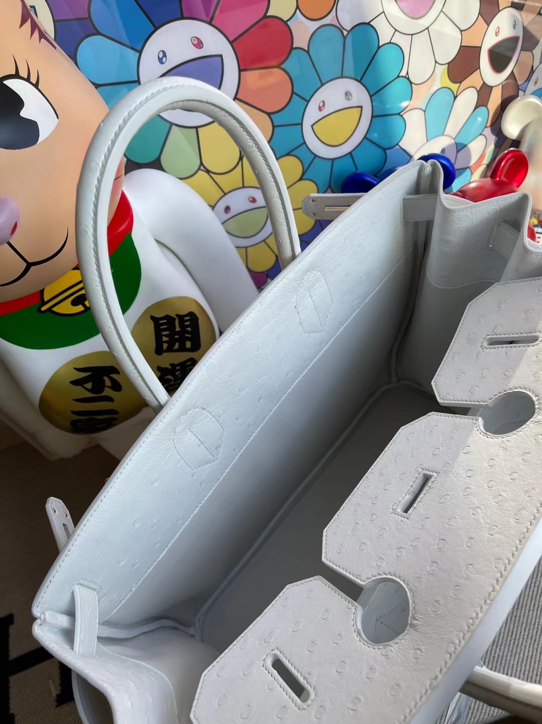 Hermès（爱马仕）HAC Ostrich 进口鸵鸟皮 01 纯白 金扣 40cm 顶级工艺 全手工缝制