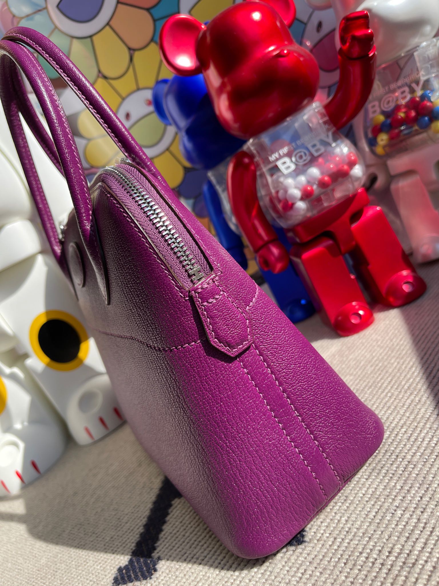 Hermès（爱马仕）Bolide 保龄球包 Chevre p9 海葵紫 银扣 27cm 顶级手缝