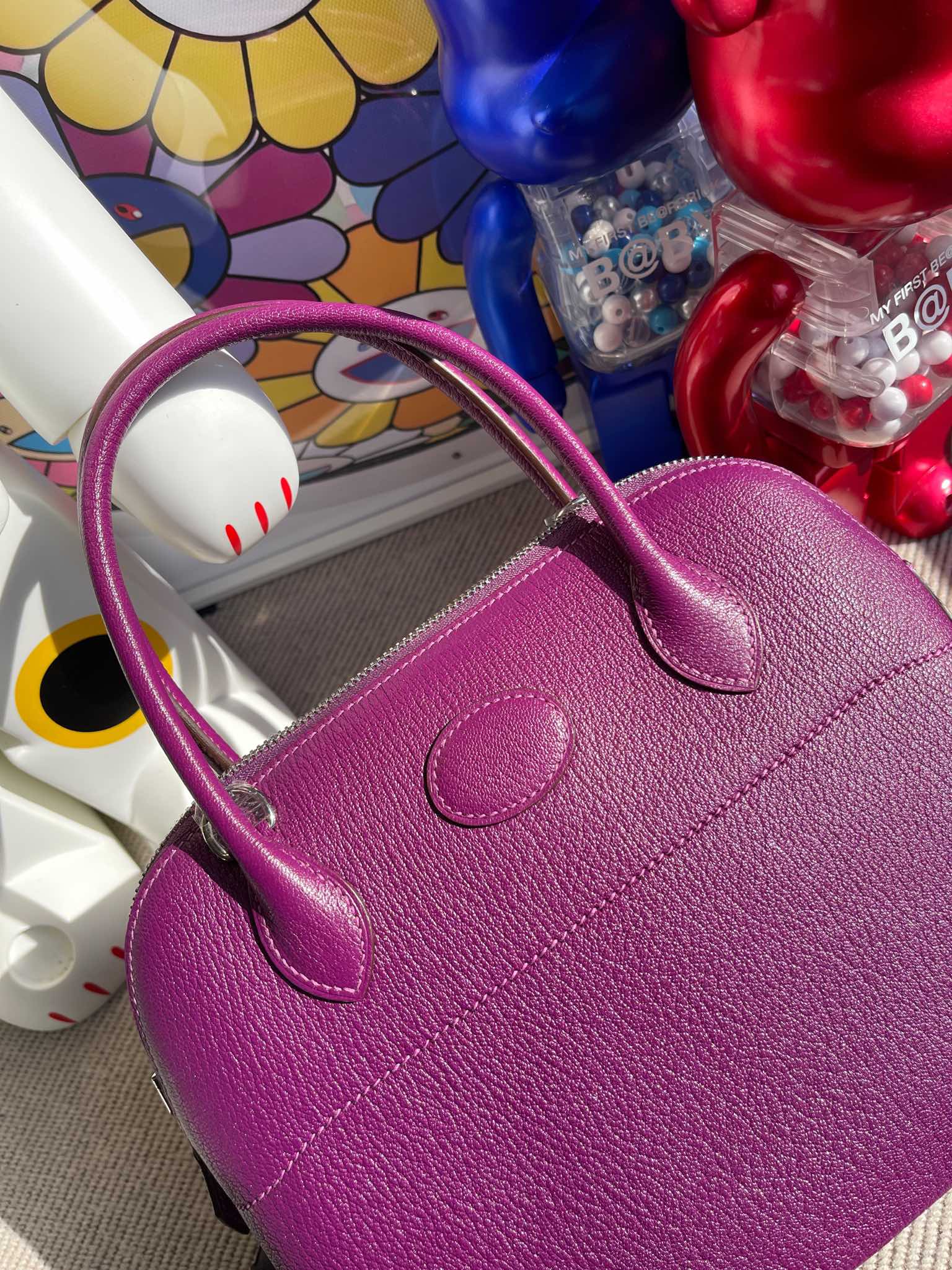 Hermès（爱马仕）Bolide 保龄球包 Chevre p9 海葵紫 银扣 27cm 顶级手缝