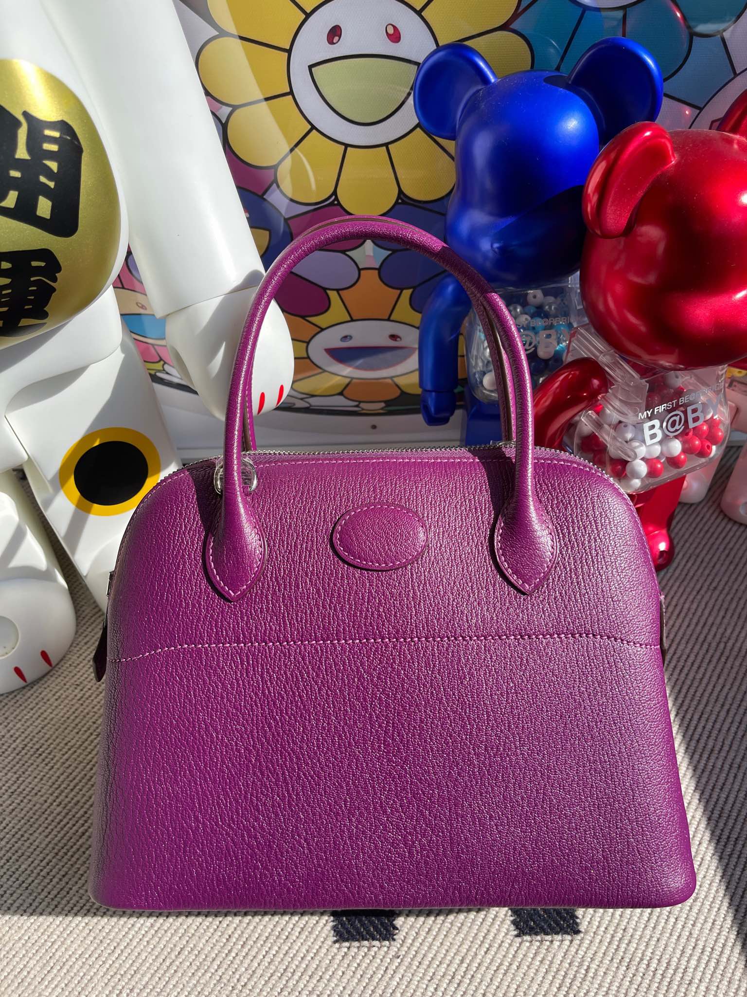 Hermès（爱马仕）Bolide 保龄球包 Chevre p9 海葵紫 银扣 27cm 顶级手缝