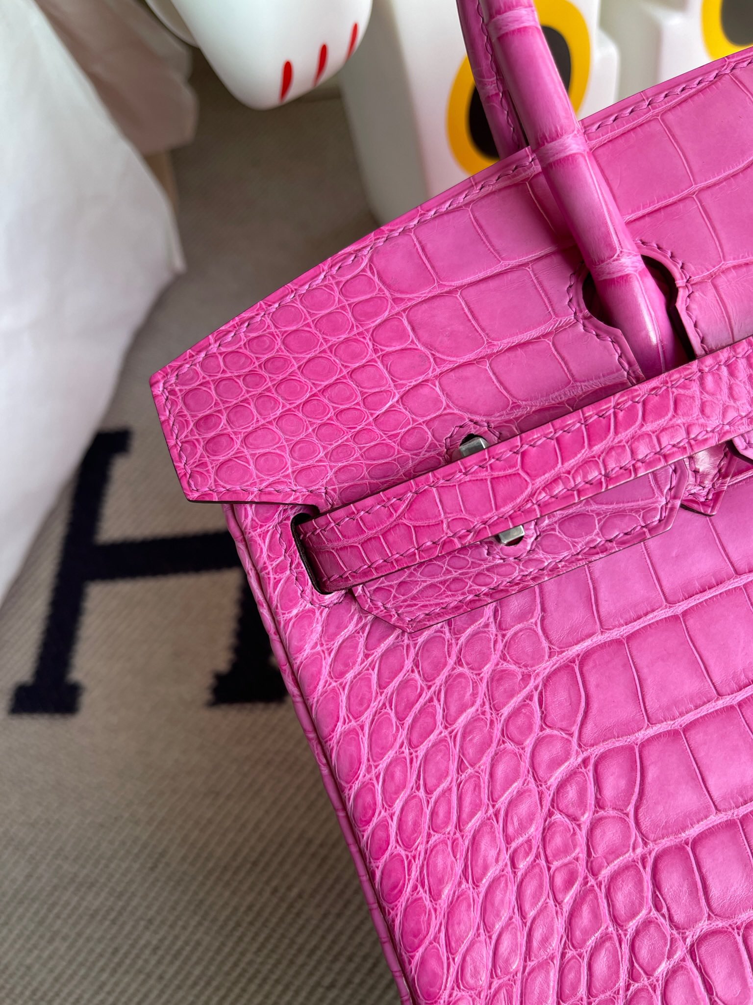 Hermès（爱马仕）Birkin 铂金包 Alligator matt 雾面鳄鱼 5R 桃粉 银扣 25cm 顶级手缝