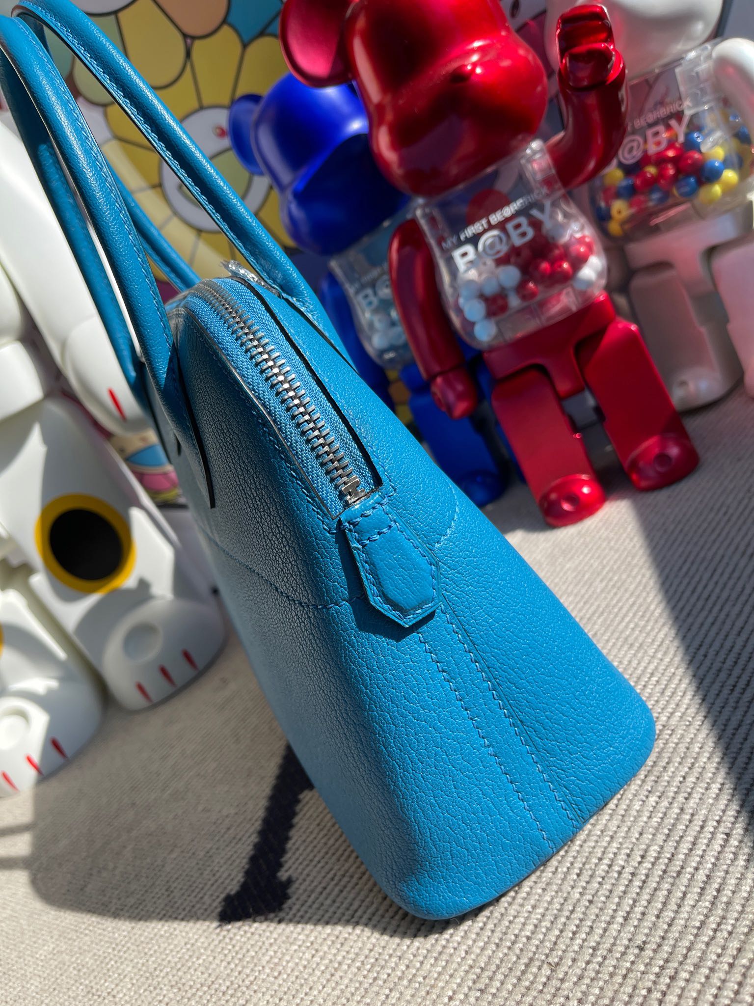Hermès（爱马仕）Bolide 保龄球包 Chevre B3 坦桑尼亚蓝 银扣 27cm 顶级手缝