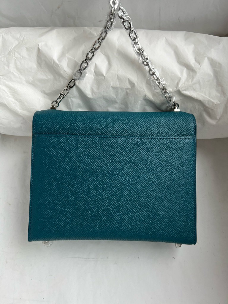 Hermès(爱马仕)Verrou 机枪包 Epsom 原厂掌纹皮 W0 博斯普鲁斯绿 银扣 17cm 顶级手缝-拉尔森鳄鱼皮具定制 - 爱马仕包包官网 Hermès(爱马仕)Verrou 机枪包 Epsom 原厂掌纹皮 W0 博斯普鲁斯绿 银扣 17cm 顶级手缝