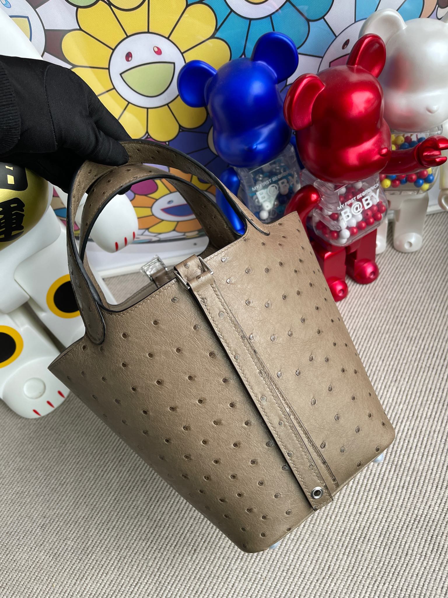 Hermès(爱马仕)Picotin 菜篮子 Ostrich kk 鸵鸟 大象灰 银扣 18cm 顶级手缝 现货-拉尔森鳄鱼皮具定制 - 爱马仕包包官网 Hermès(爱马仕)Picotin 菜篮子 Ostrich kk 鸵鸟 大象灰 银扣 18cm 顶级手缝 现货