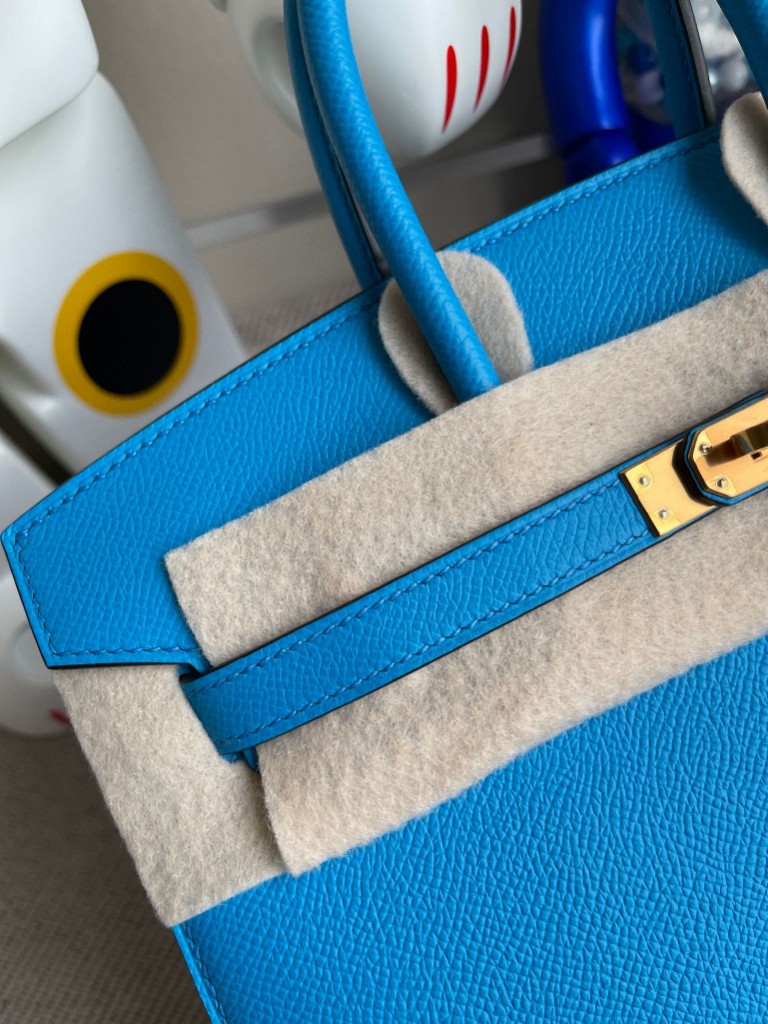 Hermès(爱马仕)Birkin 铂金包 Epsom 原厂掌纹皮 0F 佛罗里达蓝 外缝 金扣 25cm 顶级手缝-拉尔森鳄鱼皮具定制 - 爱马仕包包官网 Hermès(爱马仕)Birkin 铂金包 Epsom 原厂掌纹皮 0F 佛罗里达蓝 外缝 金扣 25cm 顶级手缝