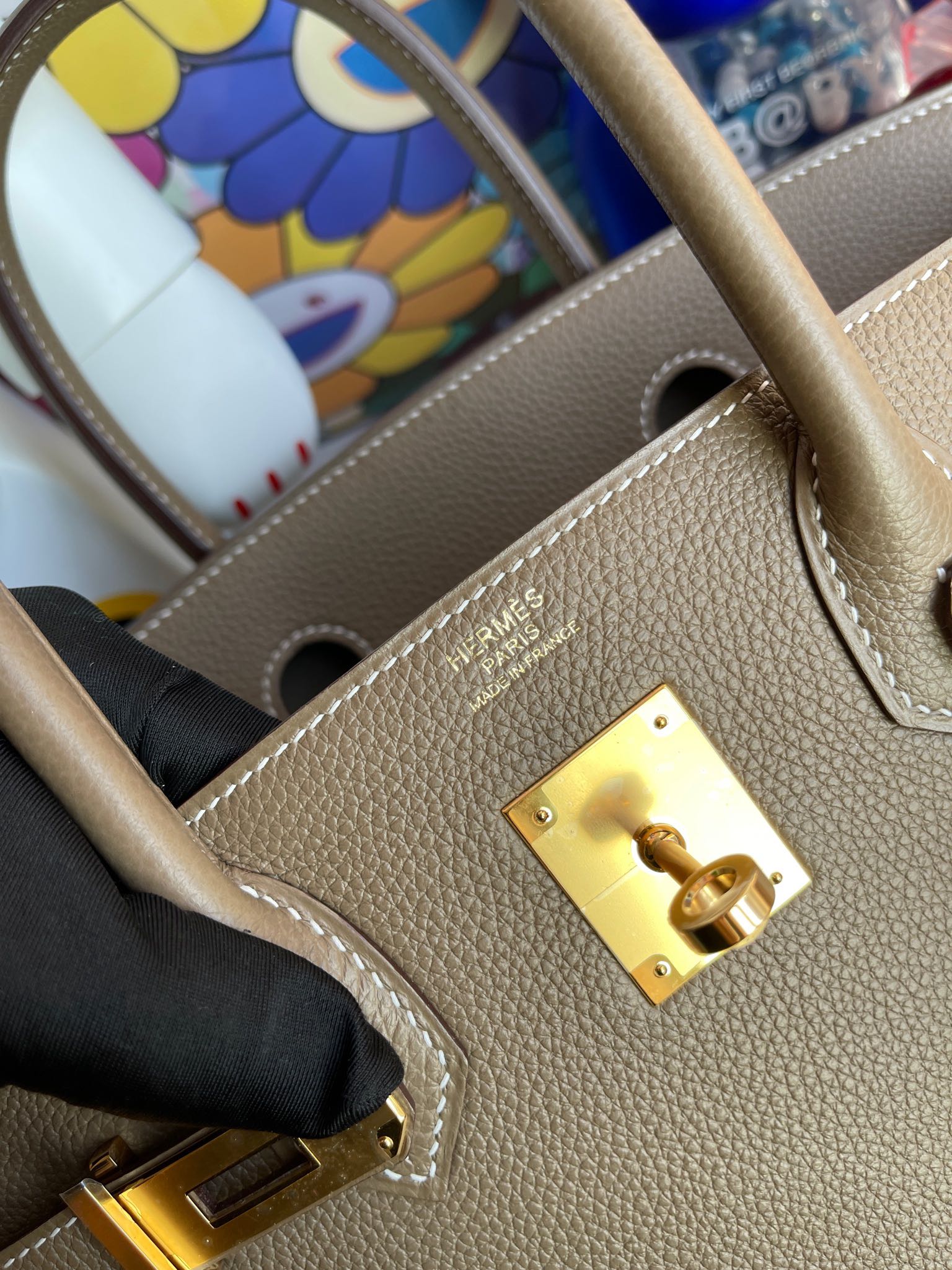 Hermès（爱马仕）Birkin 铂金包 原厂小牛皮 togo  大象灰 Etoupe 金扣 30cm 顶级手缝