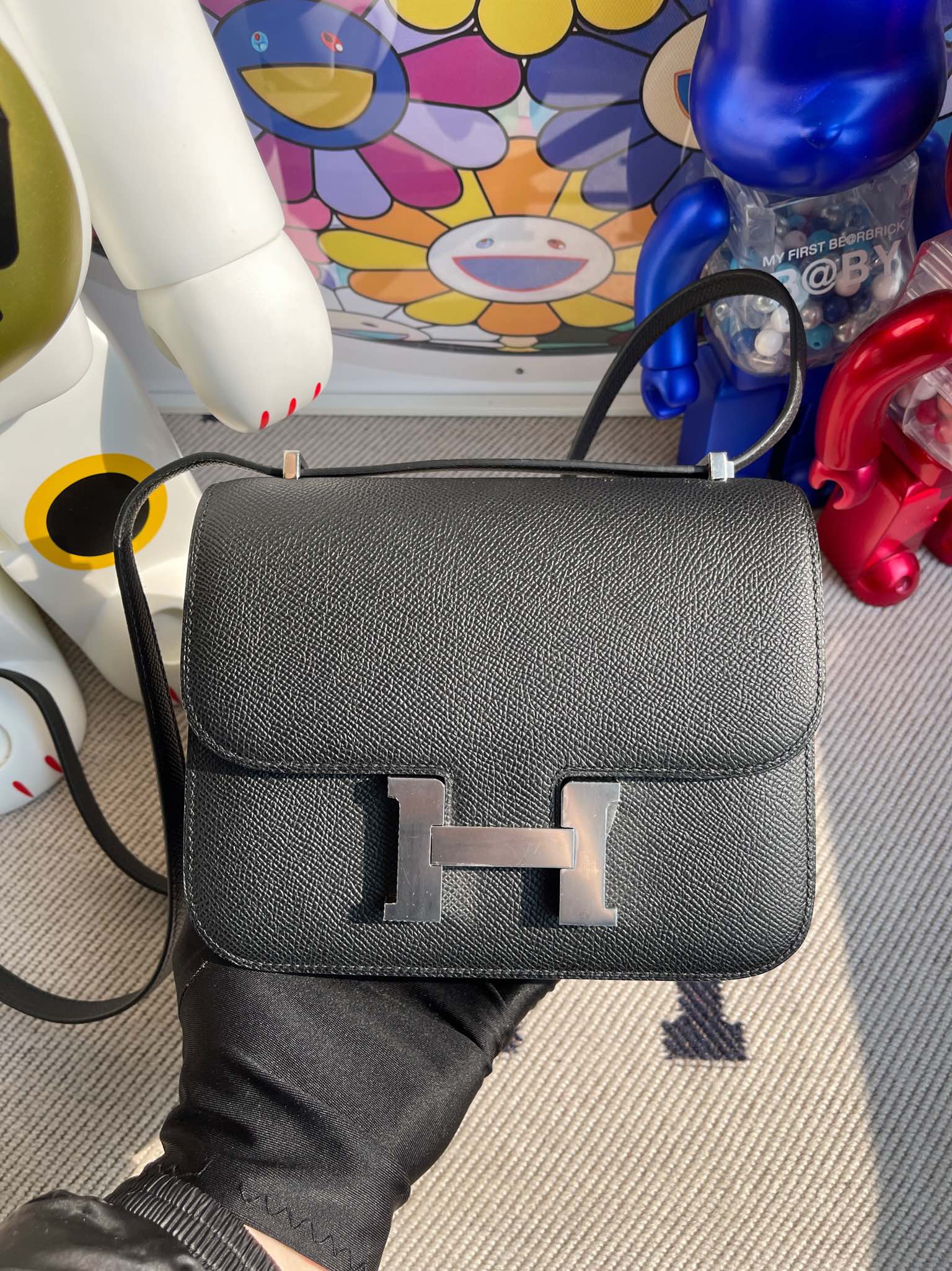Hermès(爱马仕)Constance 康康 Epsom 原厂掌纹皮 ck89 黑色 银扣 18cm 顶级手缝-拉尔森鳄鱼皮具定制 - 爱马仕包包官网 Hermès(爱马仕)Constance 康康 Epsom 原厂掌纹皮 ck89 黑色 银扣 18cm 顶级手缝