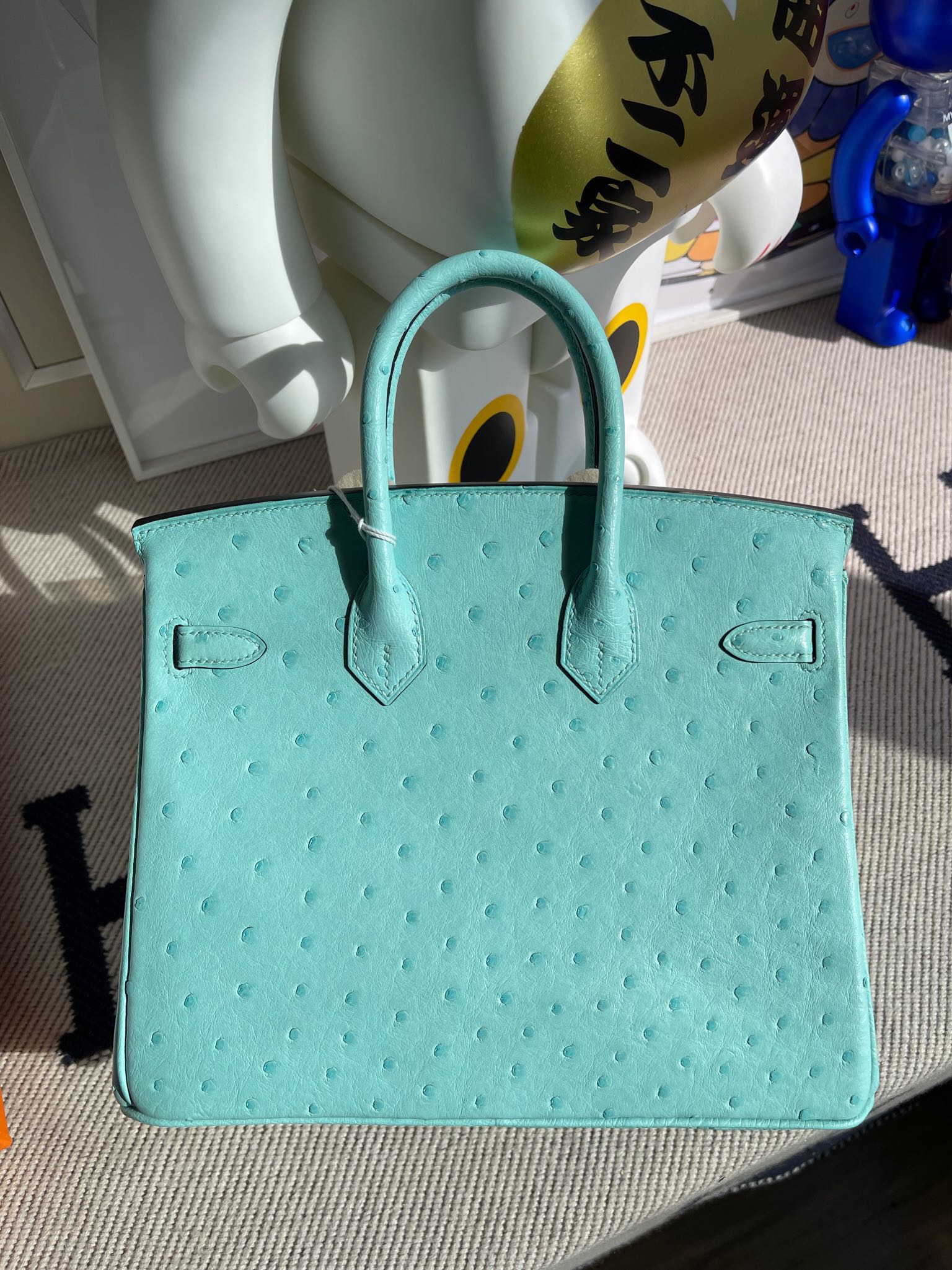 Hermès(爱马仕)Birkin 铂金包 Ostrich kk鸵鸟 3P 马卡龙蓝 银扣 25cm 顶级手缝-拉尔森鳄鱼皮具定制 - 爱马仕包包官网 Hermès(爱马仕)Birkin 铂金包 Ostrich kk鸵鸟 3P 马卡龙蓝 银扣 25cm 顶级手缝