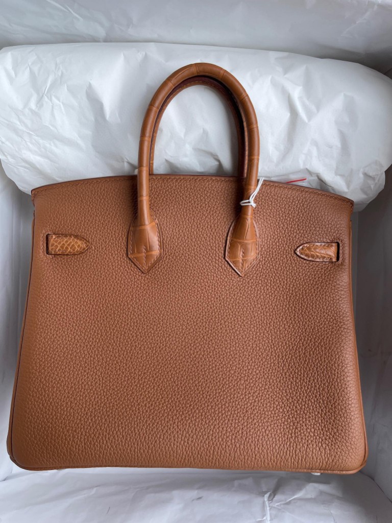 Hermès(爱马仕)Birkin Touch 系列 金棕拼雾面鳄鱼 银扣 25cm 顶级手缝-拉尔森鳄鱼皮具定制 - 爱马仕包包官网 Hermès(爱马仕)Birkin Touch 系列 金棕拼雾面鳄鱼 银扣 25cm 顶级手缝
