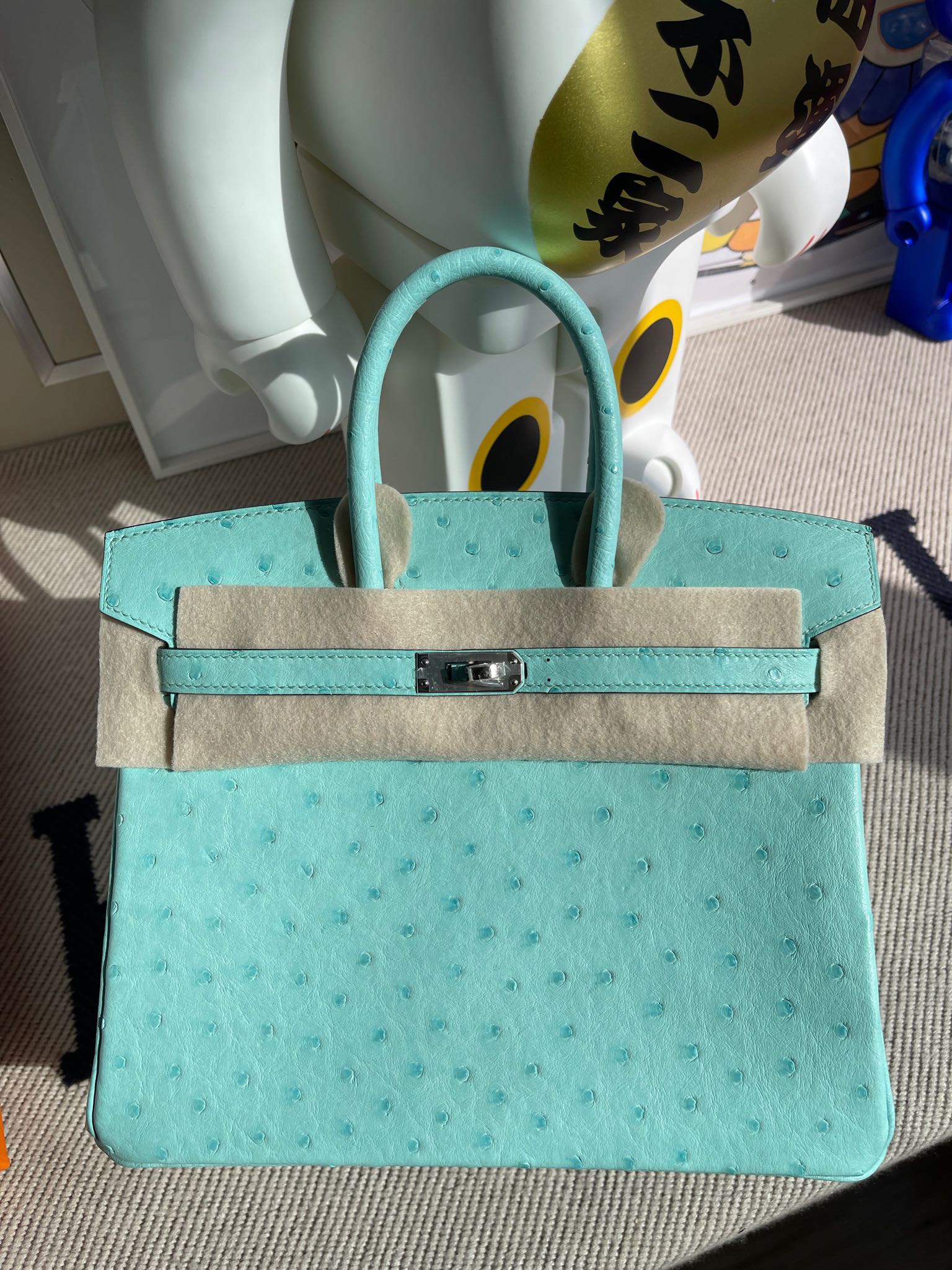 Hermès(爱马仕)Birkin 铂金包 Ostrich kk鸵鸟 3P 马卡龙蓝 银扣 25cm 顶级手缝-拉尔森鳄鱼皮具定制 - 爱马仕包包官网 Hermès(爱马仕)Birkin 铂金包 Ostrich kk鸵鸟 3P 马卡龙蓝 银扣 25cm 顶级手缝