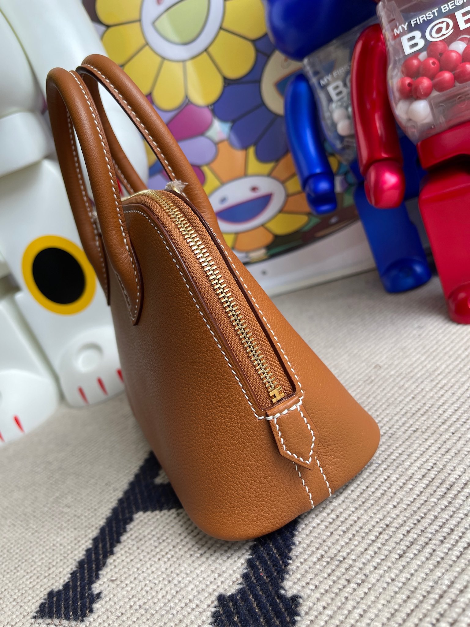 Hermès（爱马仕）Mini bolide 迷你 保龄球 Evecolor ck37 金棕色 Gold 金扣 顶级手缝 现货